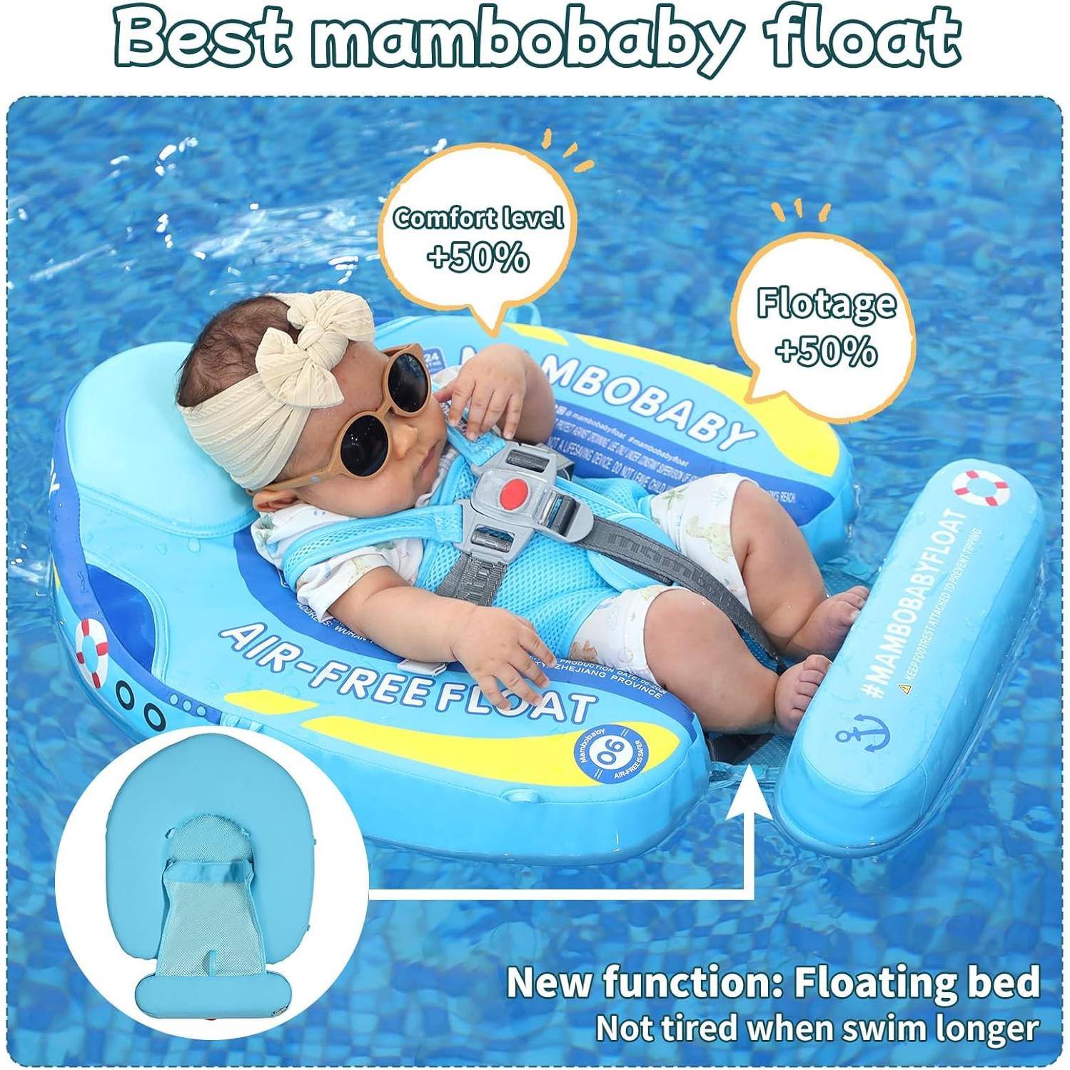 Flotador Mambobaby Azul Barco con Toldo Solar Ajustable