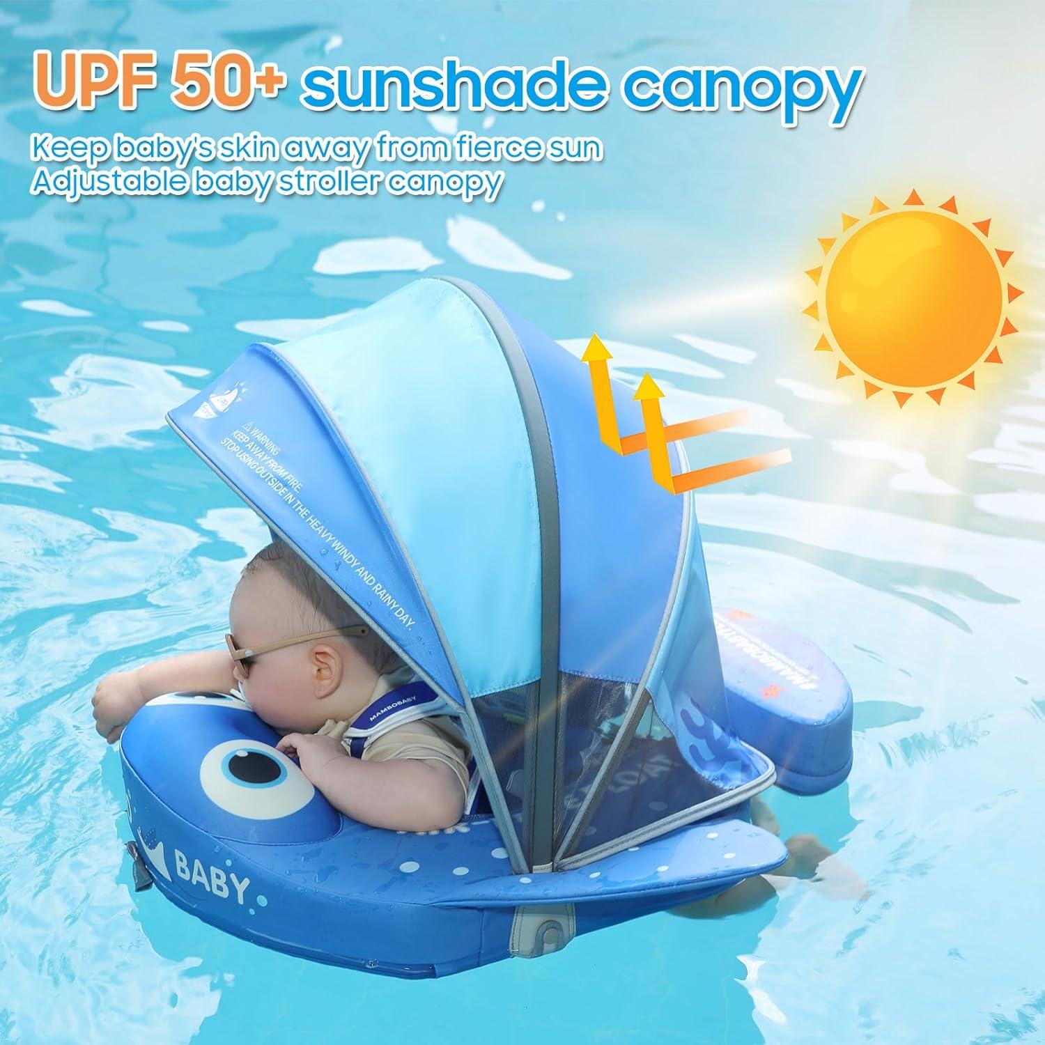 Flotador para Bebés Mambobaby con Toldo y Mochila Azul