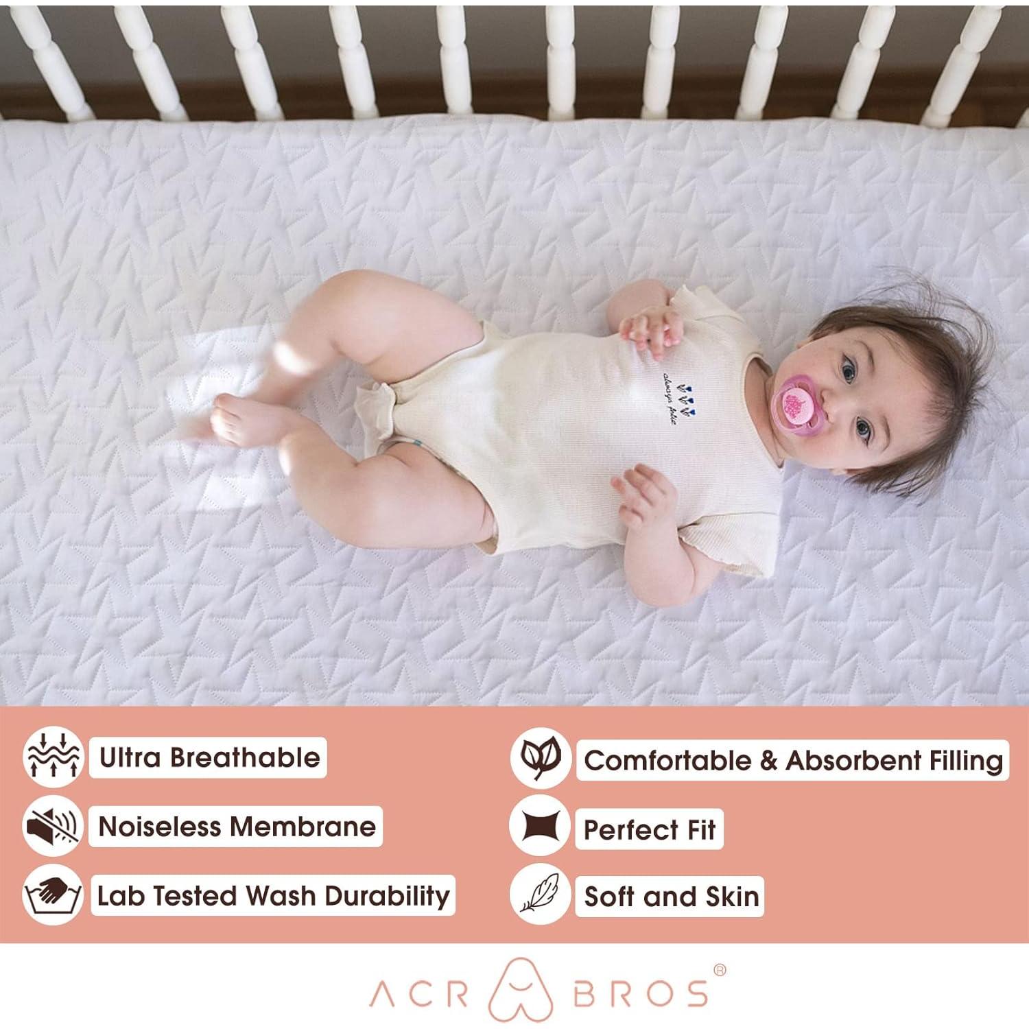 Sábanas de cuna impermeables ACRABROS - Paquete de 2 - 132x71 cm