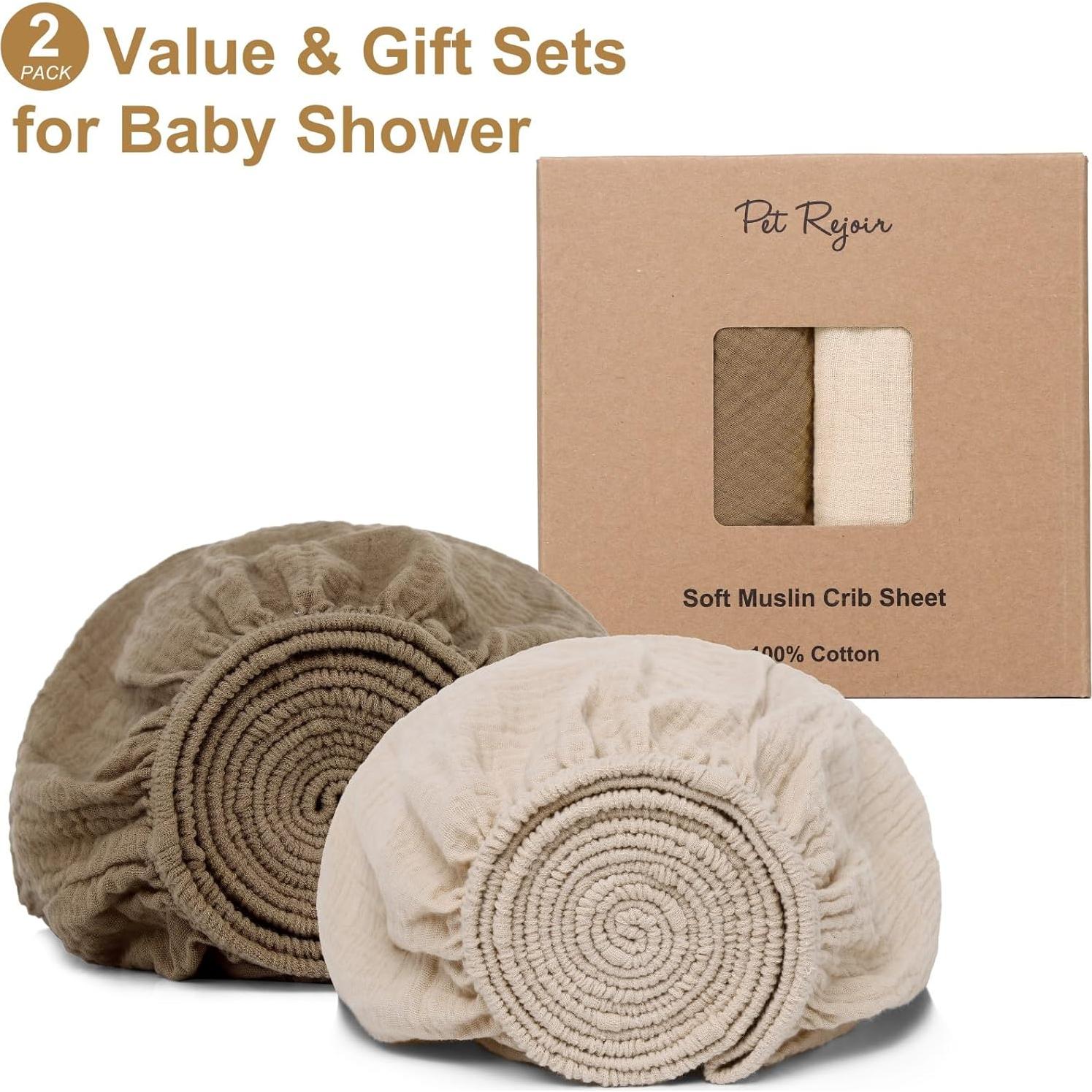 Paquete de 2 Sábanas Ajustables de Muselina Pet Rejoir - Cuna Estándar