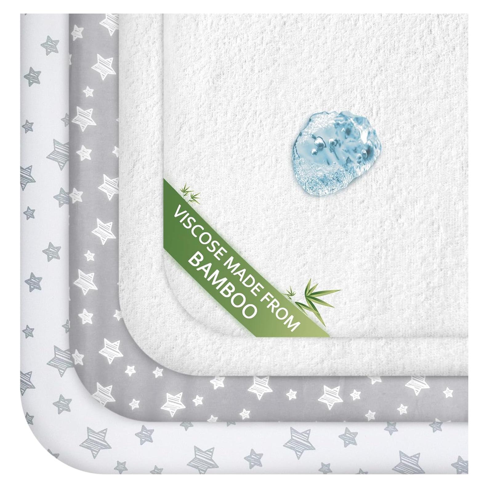 Juego de Sábanas para Pack and Play Moonsea 4 Piezas Gris y Blanco