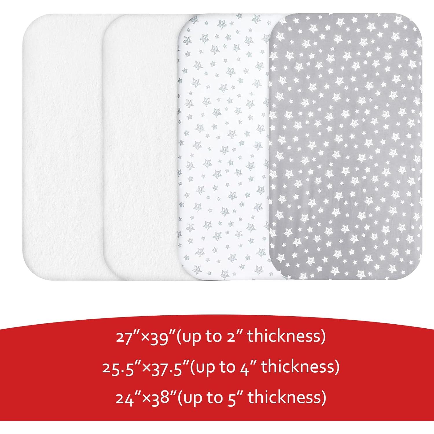 Juego de Sábanas para Pack and Play Moonsea 4 Piezas Gris y Blanco