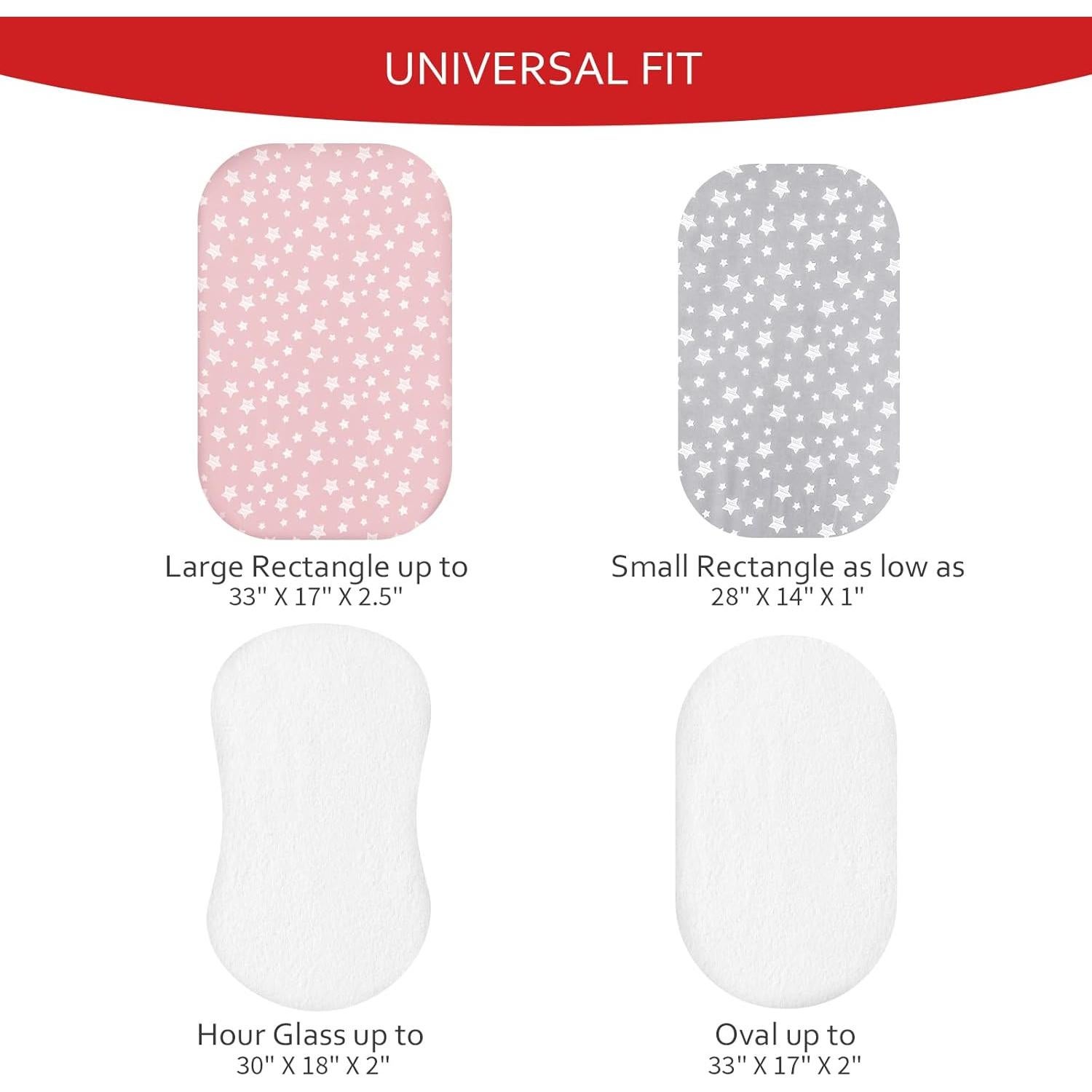 Sábanas para Cuna Moonsea 4 Piezas Ajuste Universal Gris/Rosa