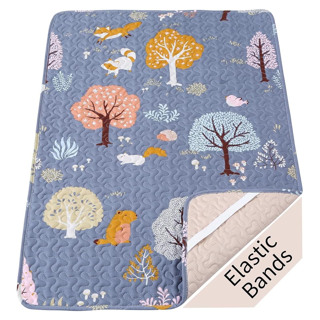 Sábana Acolchada MIIMER para Pack n Play 96.5x66 cm Gris