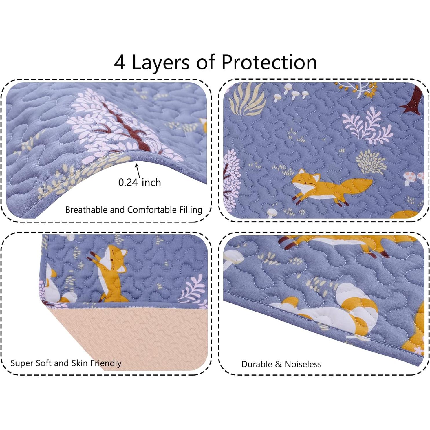 Sábana Acolchada MIIMER para Pack n Play 96.5x66 cm Gris