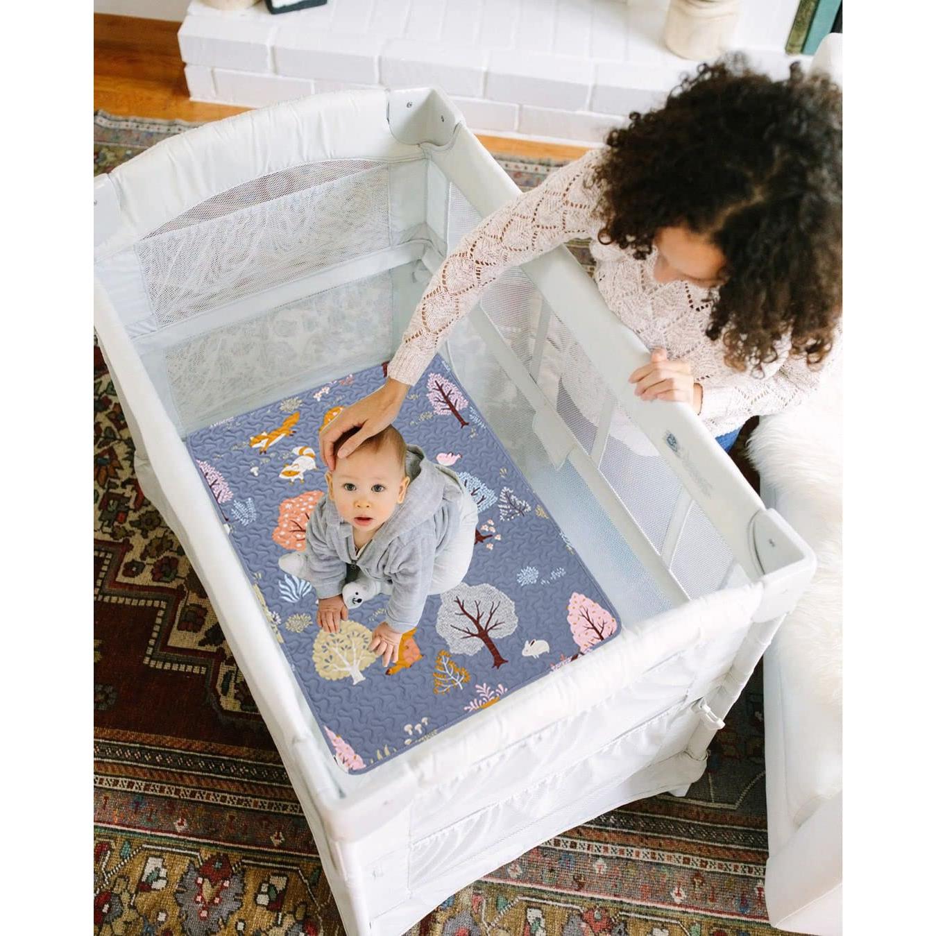 Sábana Acolchada MIIMER para Pack n Play 96.5x66 cm Gris