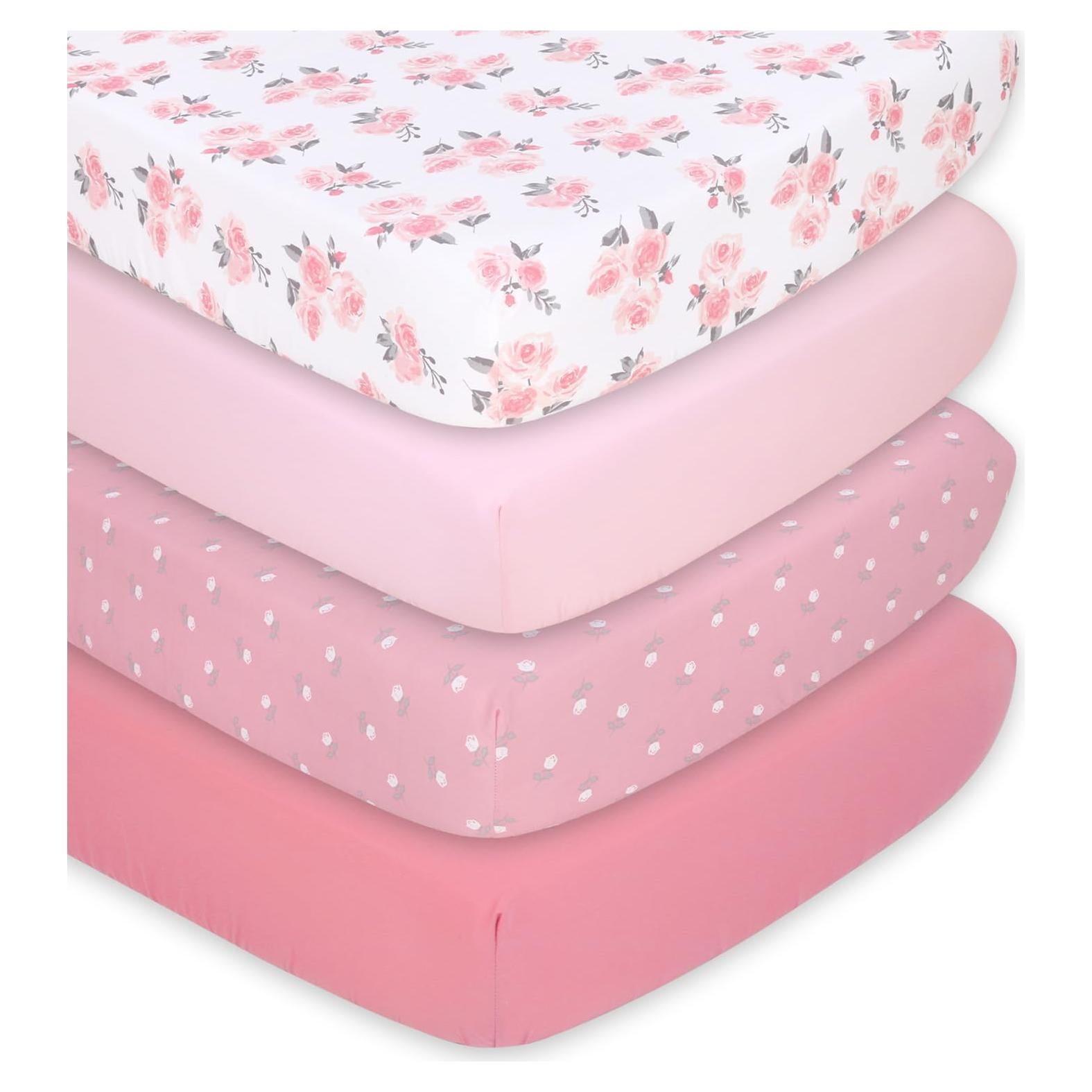 Juego de Sábanas Ajustadas para Cuna The Peanutshell Floral 4 Piezas