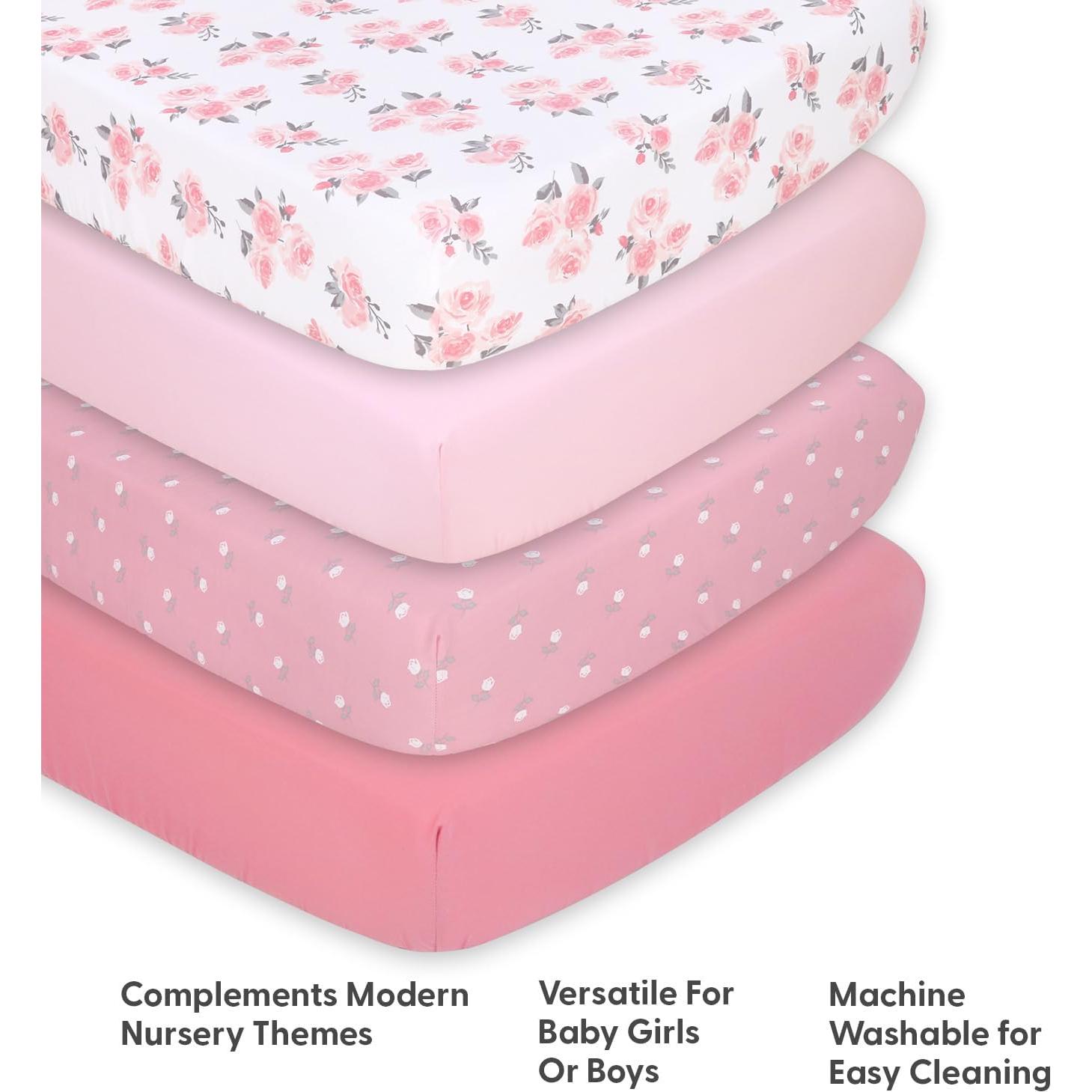 Juego de Sábanas Ajustadas para Cuna The Peanutshell Floral 4 Piezas