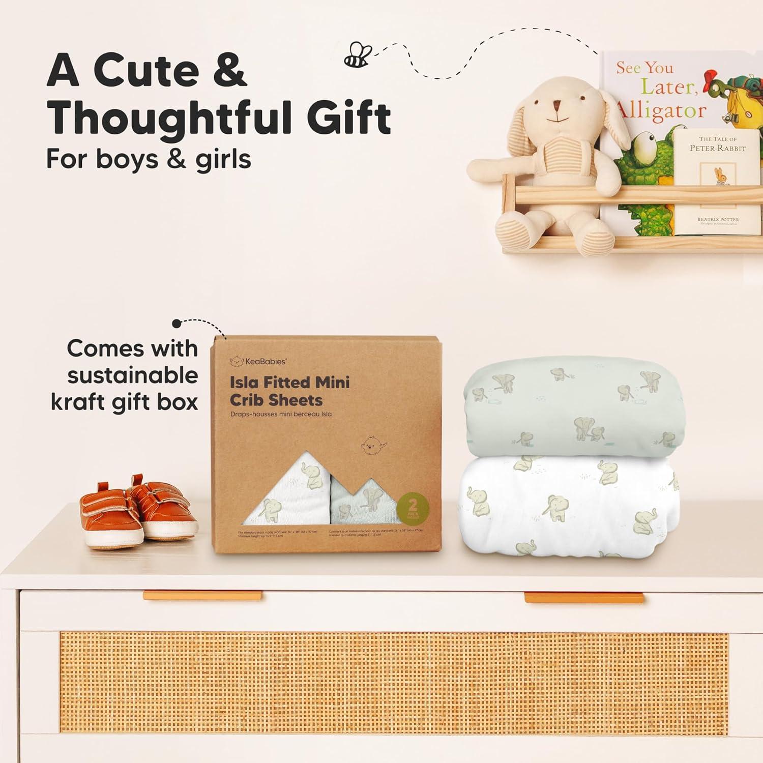 Sábanas Ajustadas para Cuna Mini KeaBabies - 2 Piezas 96.5x66 cm