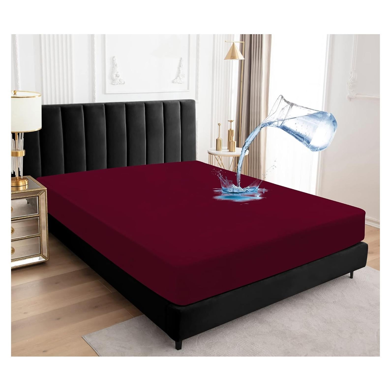 Protector de Colchón Impermeable Sufdari King 18" Burdeos