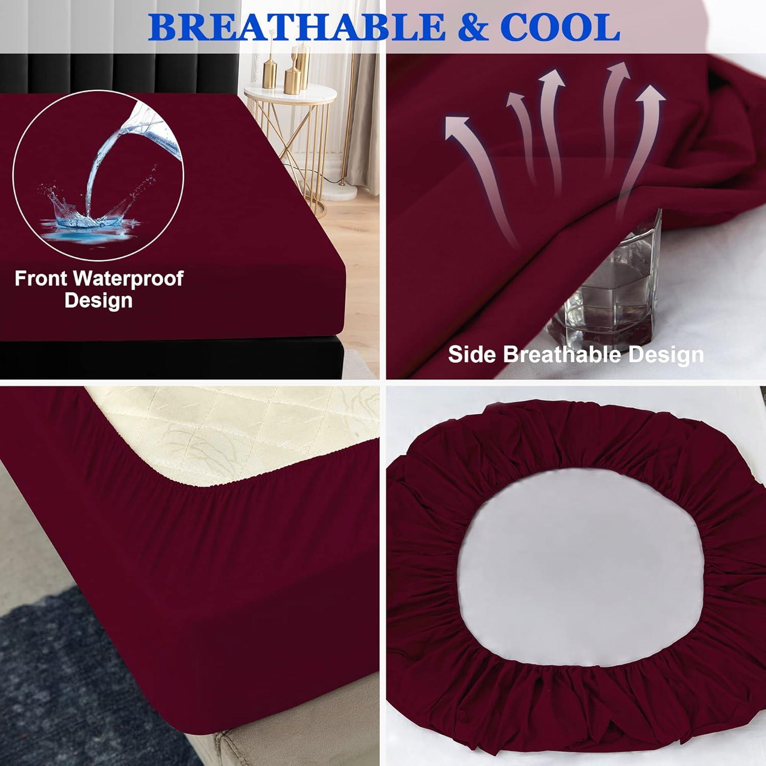 Protector de Colchón Impermeable Sufdari King 18" Burdeos