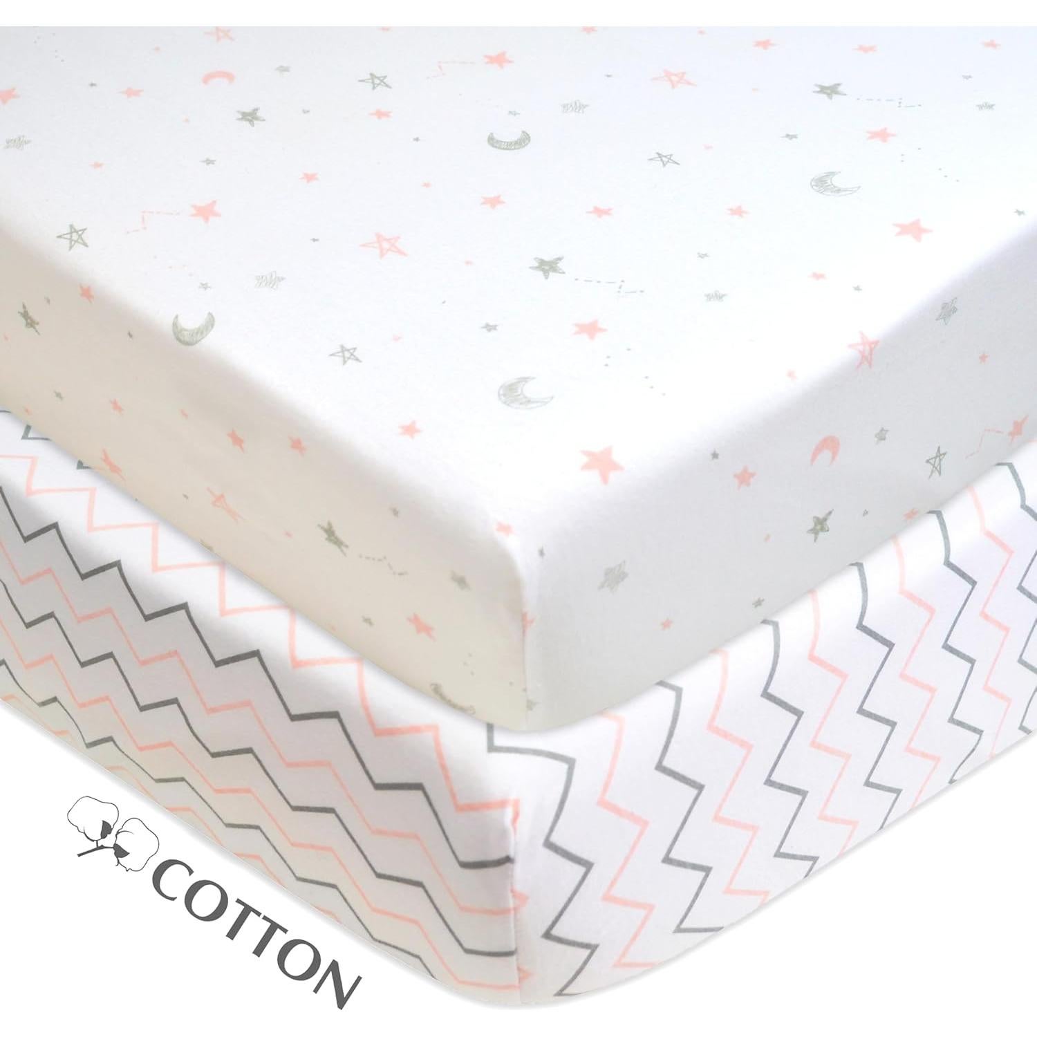 Sábanas Ajustadas de Cuna 100% Algodón Compañía Americana 2 Pzs