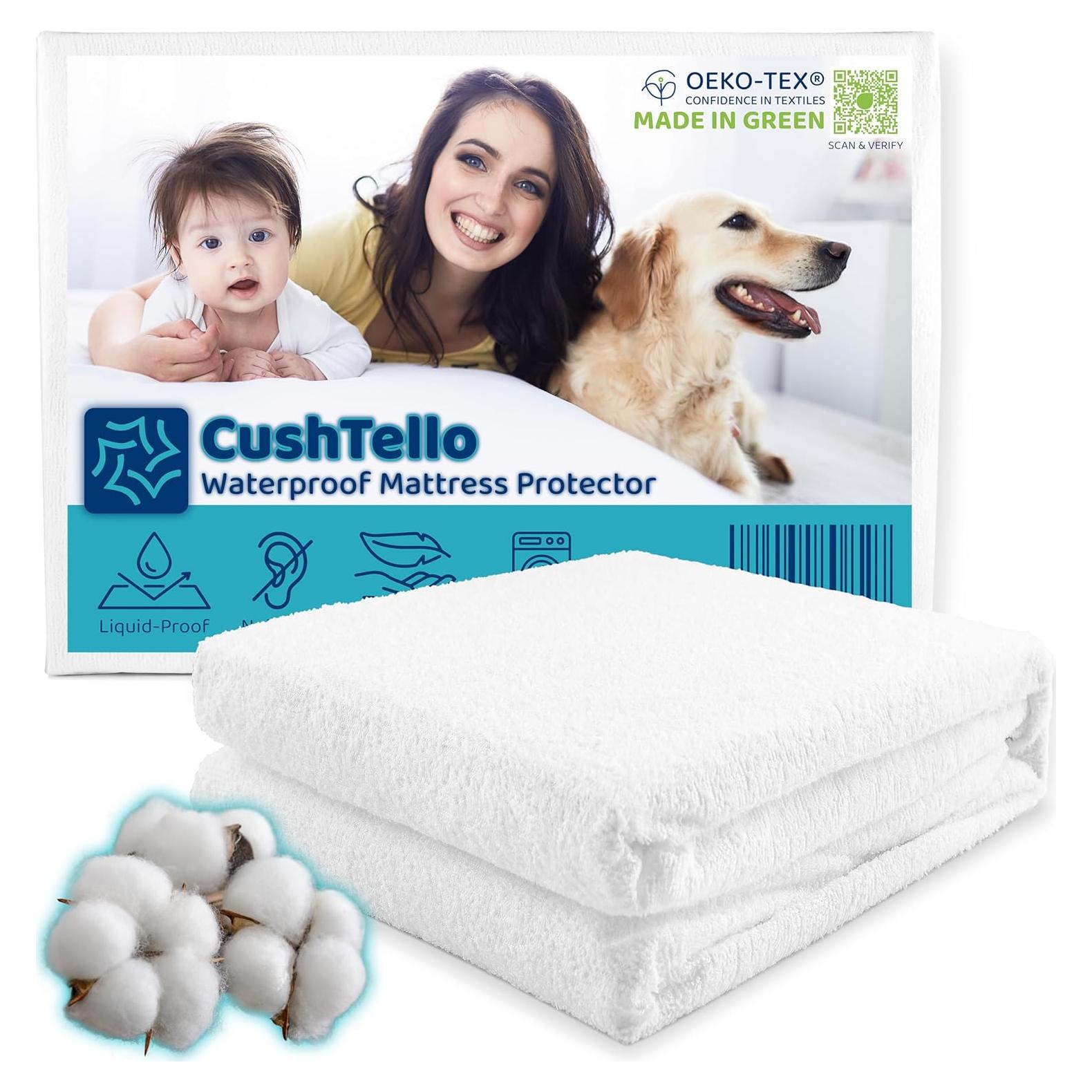 Protector de colchón impermeable CushTello para cuna 132x71cm