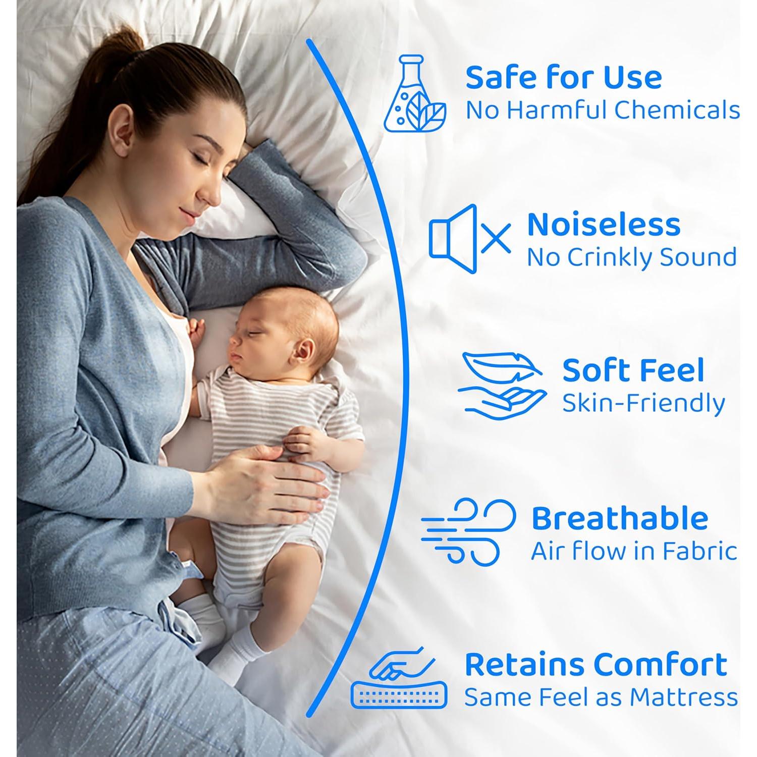 Protector de colchón impermeable CushTello para cuna 132x71cm