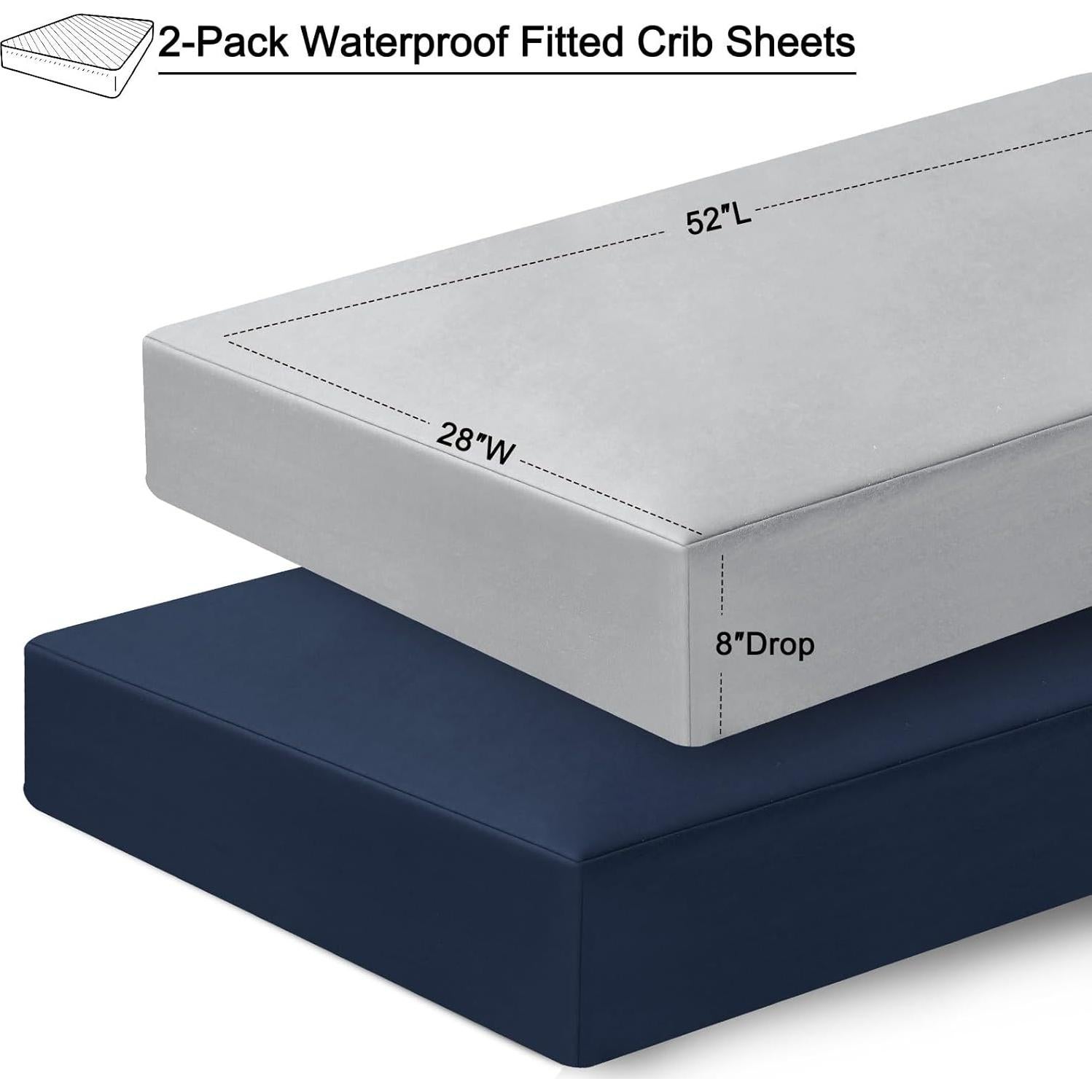 Sábanas de Cuna Impermeables David's Kids 2 Piezas Azul Gris