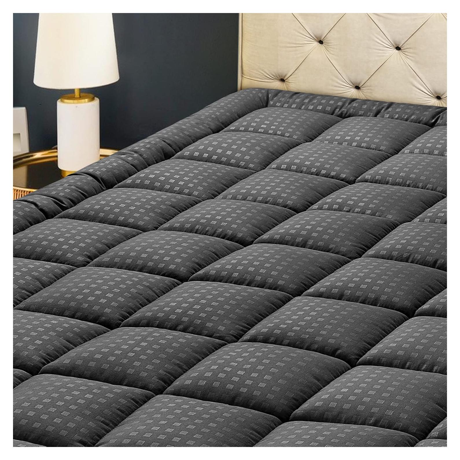 Protector de Colchón Queen HYLEORY Acolchado Microfibra Gris