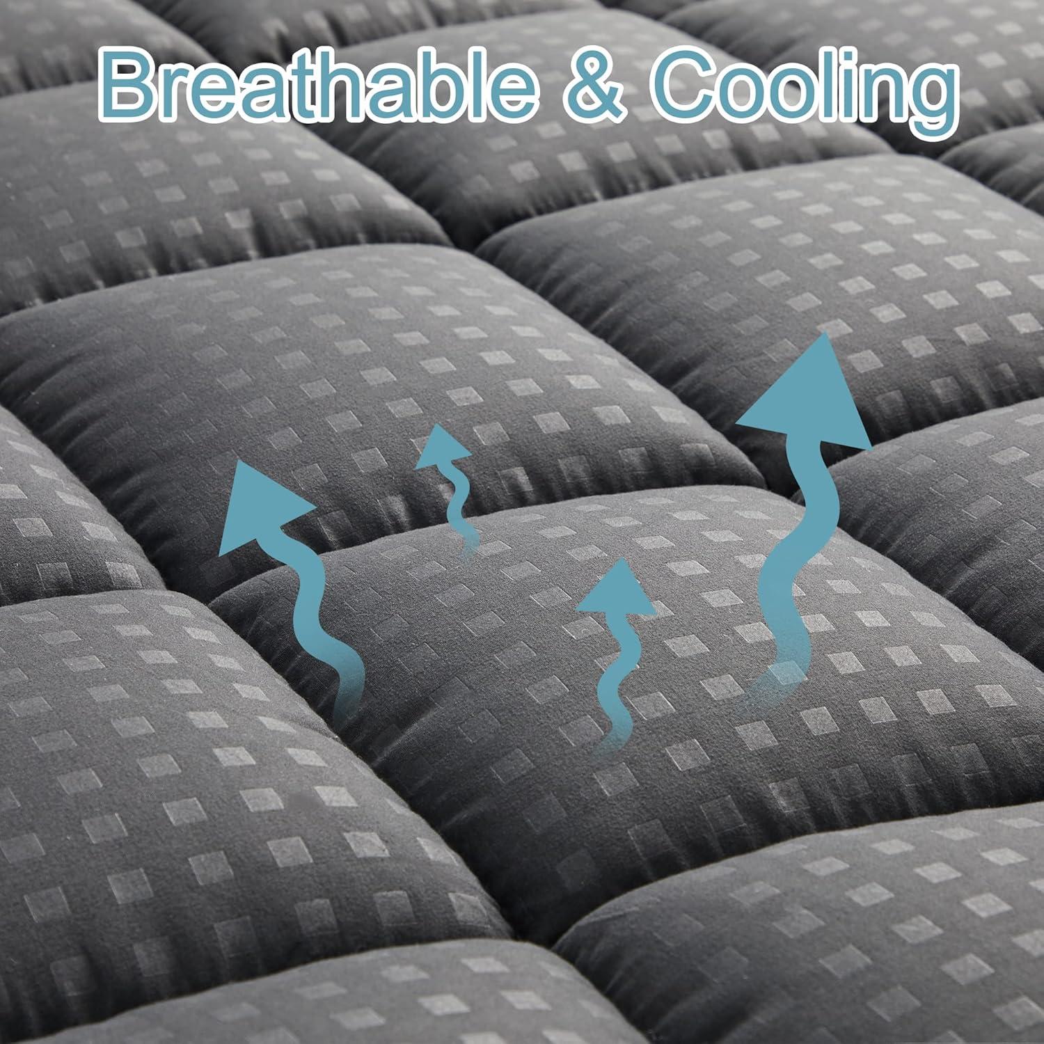 Protector de Colchón Queen HYLEORY Acolchado Microfibra Gris