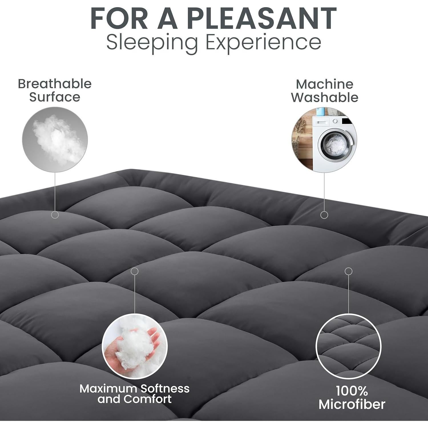 Protector de Colchón Utopia Bedding Completo Acolchado Gris