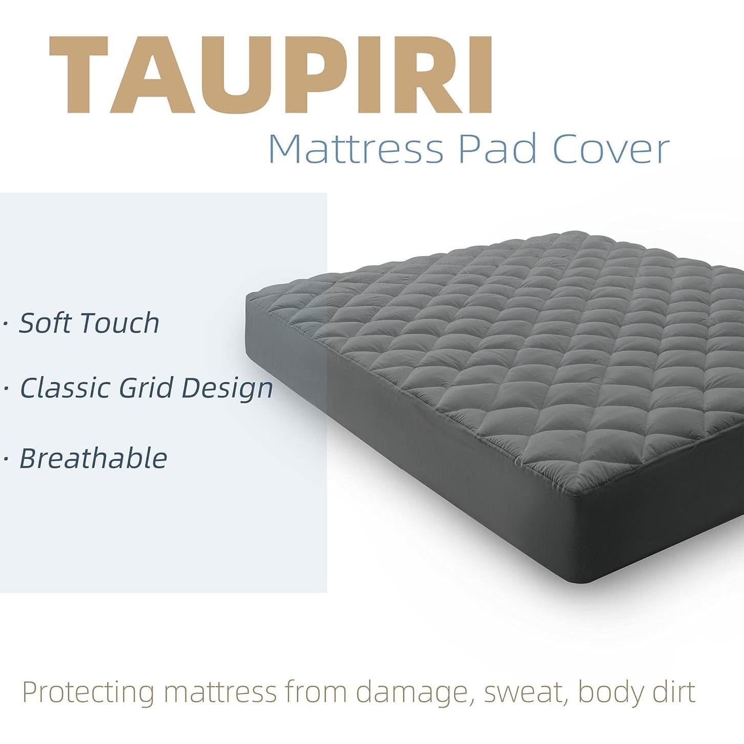 Funda de Colchón Acolchada Taupiri Queen Gris Oscuro 53cm