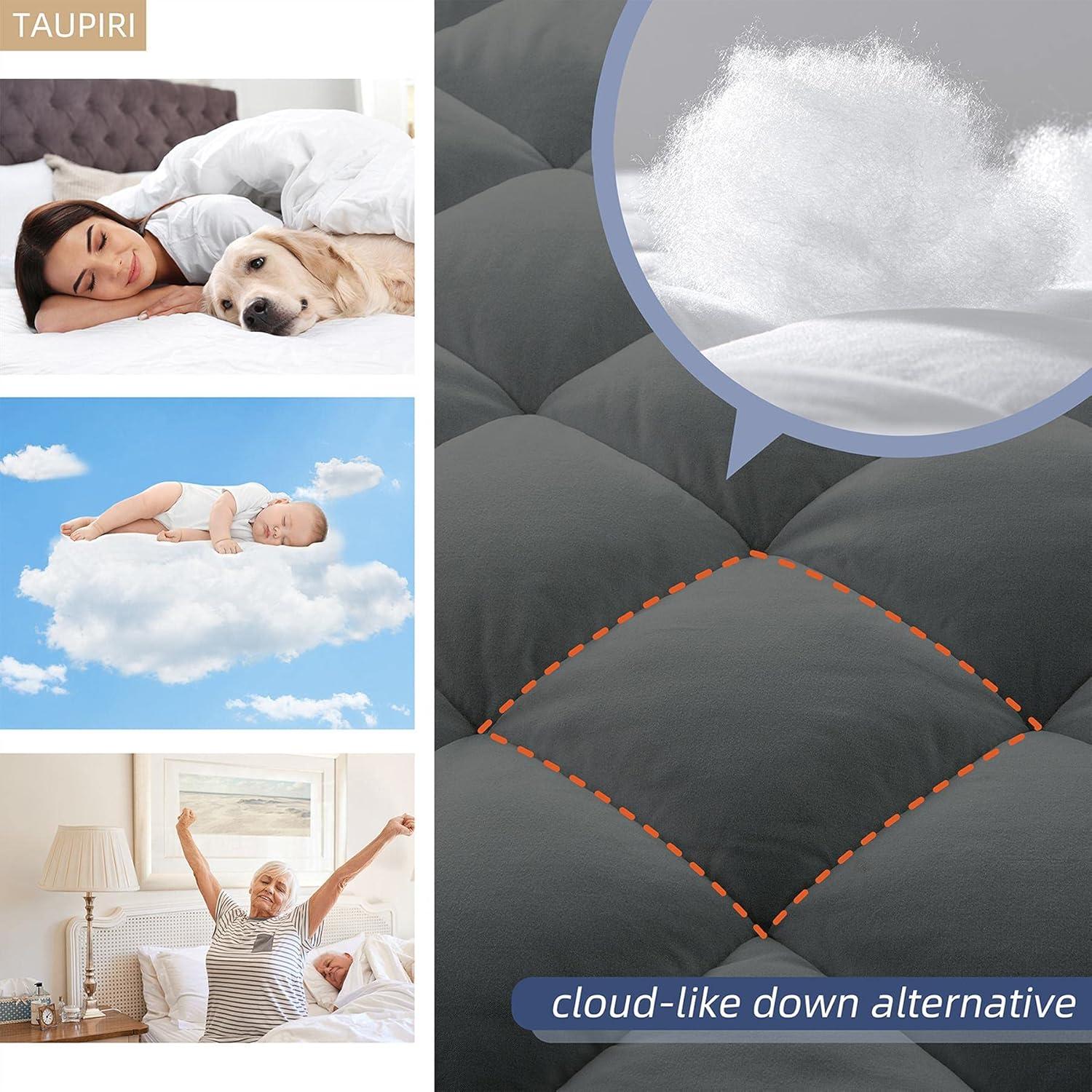 Funda de Colchón Acolchada Taupiri Queen Gris Oscuro 53cm