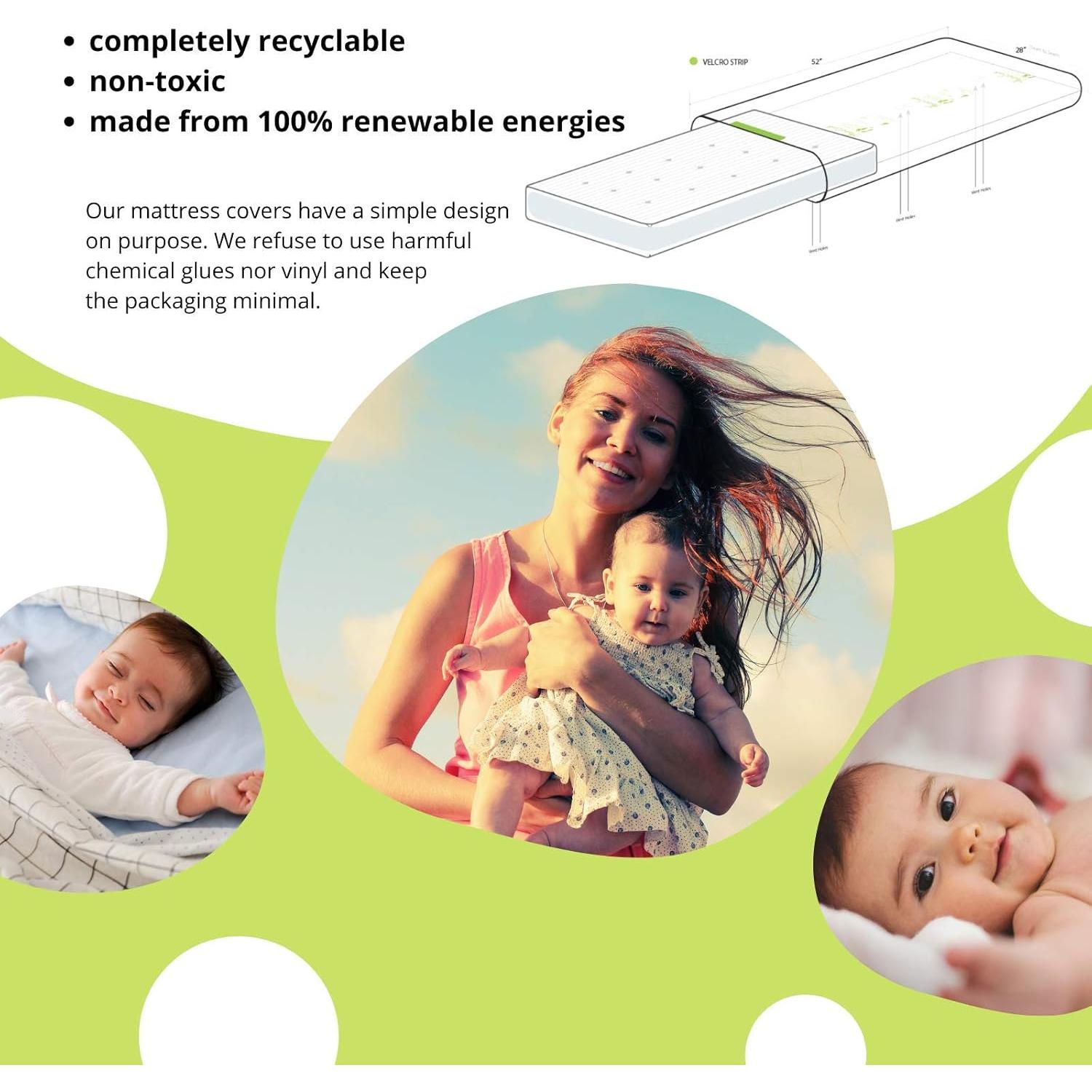 Cubierta de colchón impermeable Harlow's Earth para cuna 61x97cm