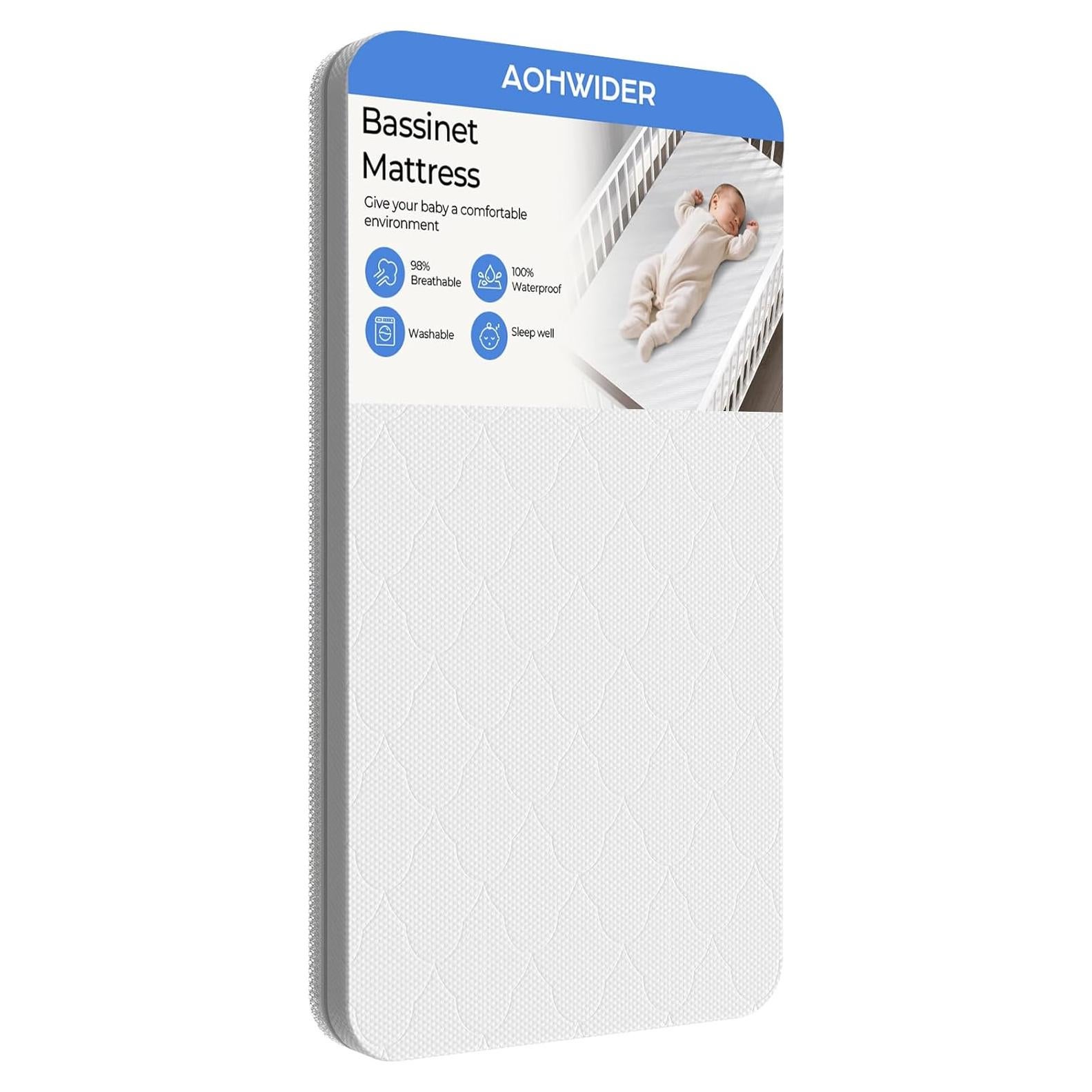 Colchón para cuna de bebé ANGELBLISS 3 en 1 33x19 cm