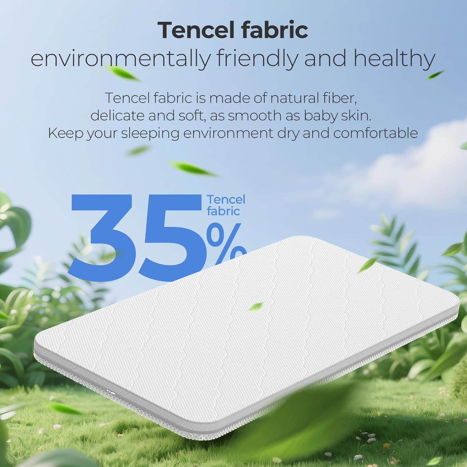 Colchón para cuna de bebé ANGELBLISS 3 en 1 33x19 cm