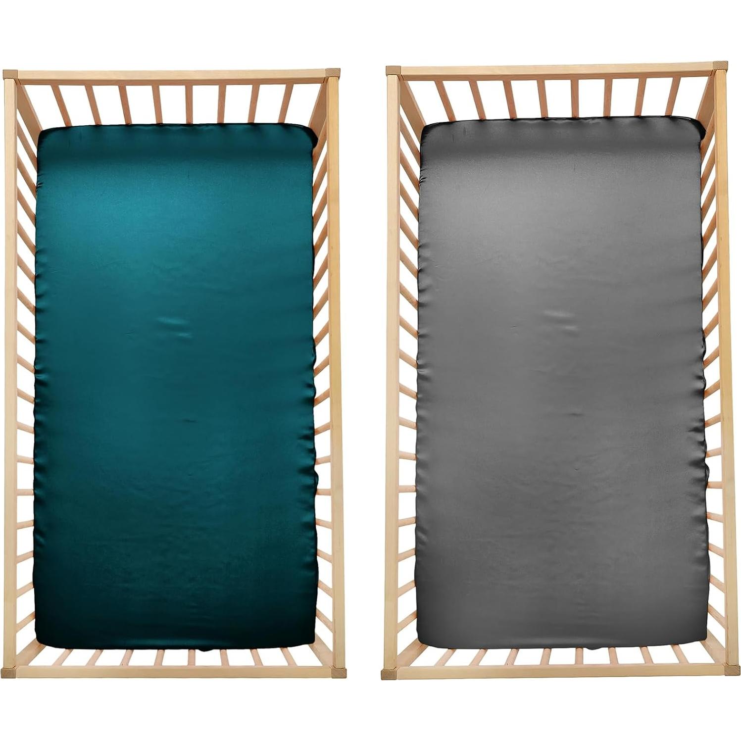 Sábanas Mini Cuna SiinvdaBZX 2 Piezas Satinadas 61x96.5 cm