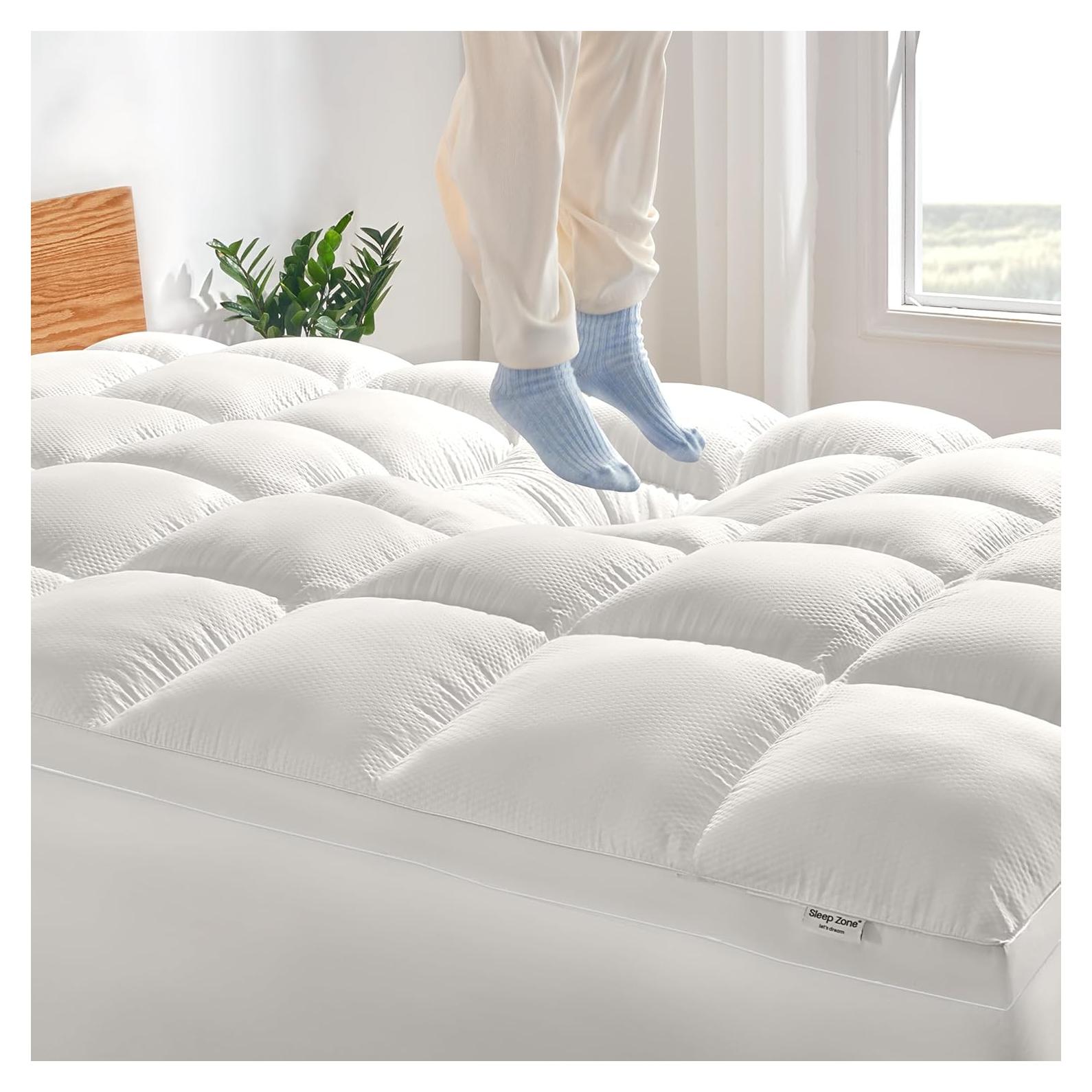 Cubrecolchón Queen SLEEP ZONE Microfibra Lavable Blanco