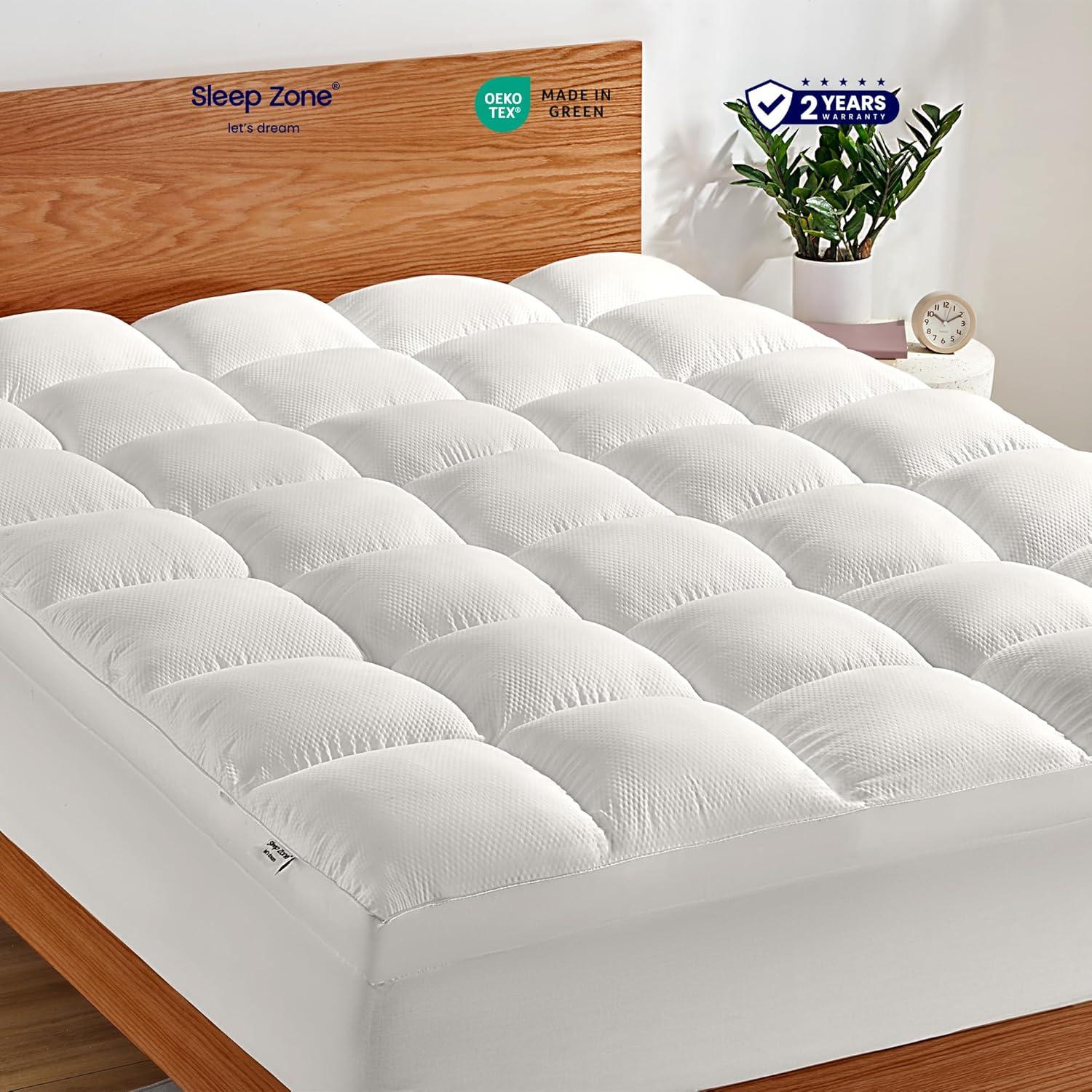 Cubrecolchón Queen SLEEP ZONE Microfibra Lavable Blanco