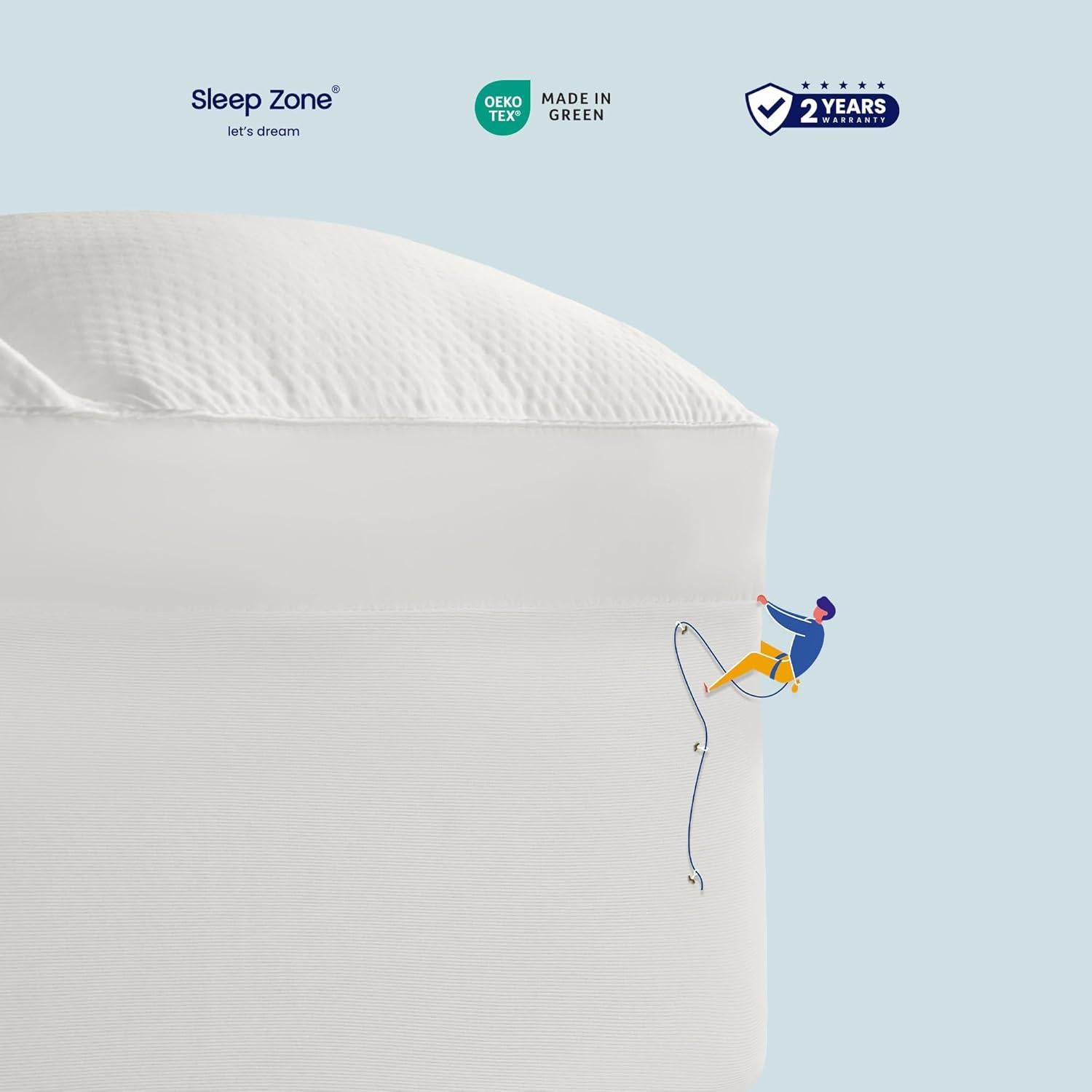 Cubrecolchón Queen SLEEP ZONE Microfibra Lavable Blanco