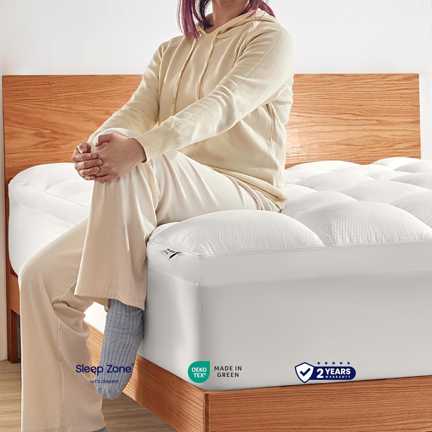 Cubrecolchón Queen SLEEP ZONE Microfibra Lavable Blanco