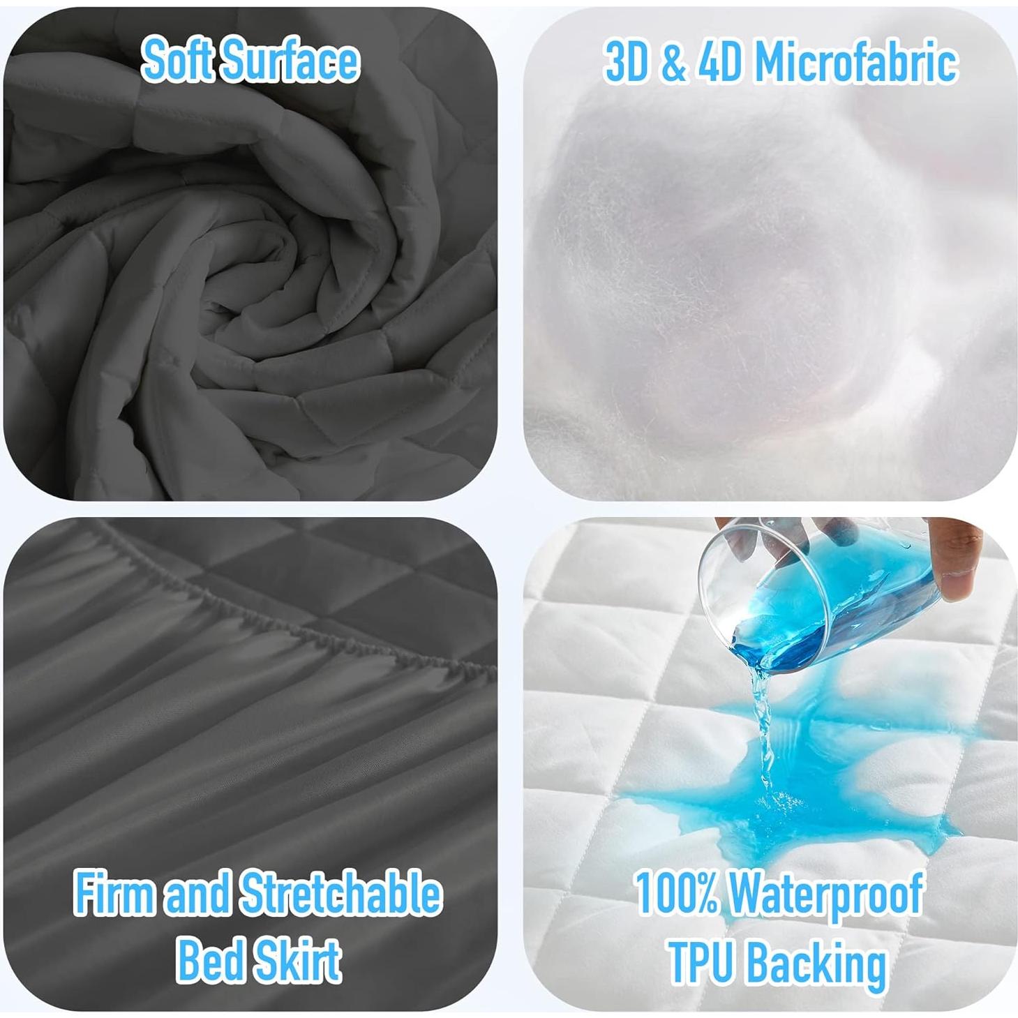 Protector de Colchón Impermeable HYLEORY King 53.34 cm Gris