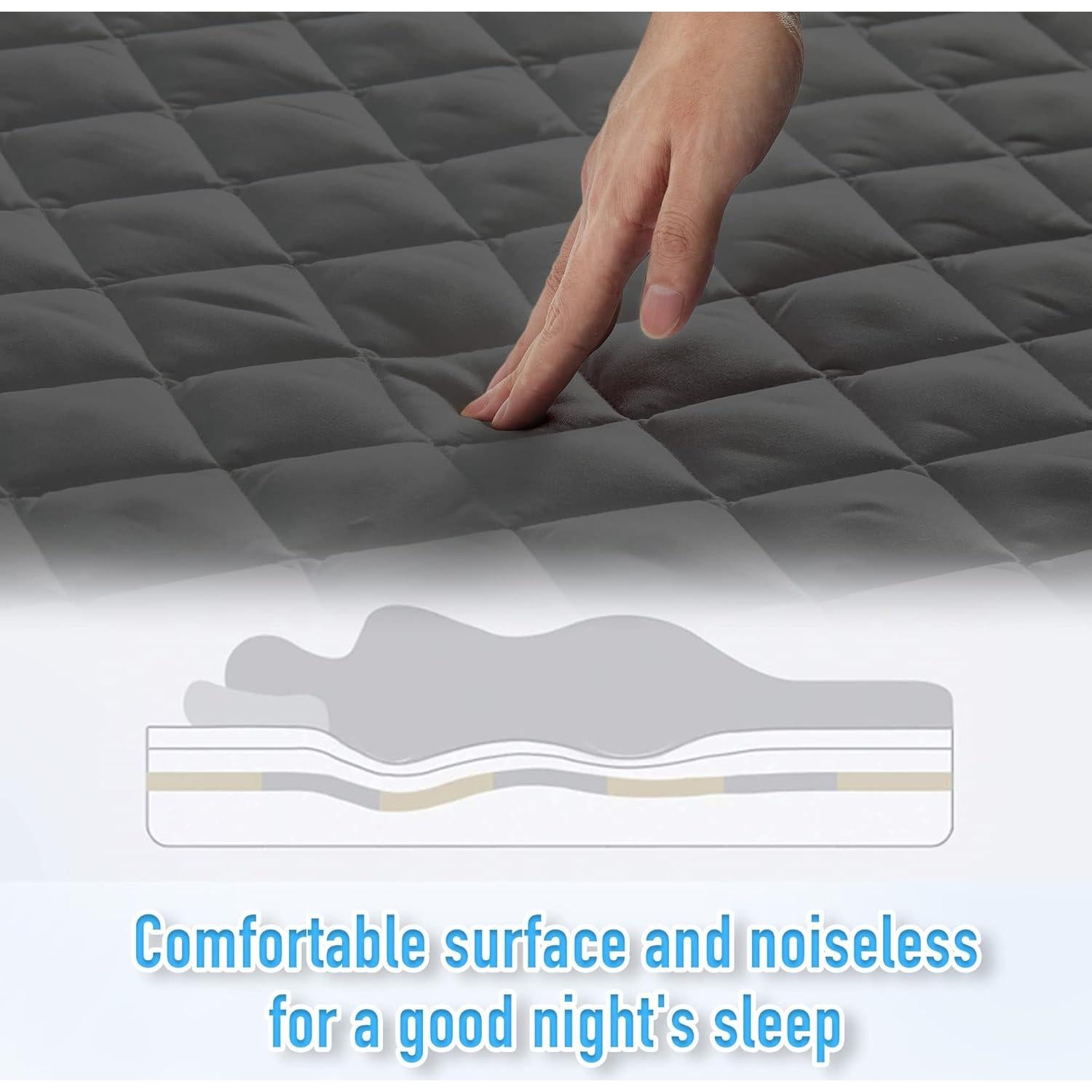 Protector de Colchón Impermeable HYLEORY King 53.34 cm Gris