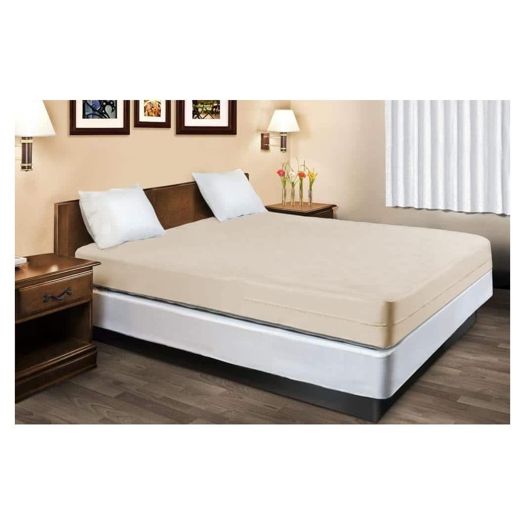 Cubierta de colchón de algodón Gilbins Queen Beige 100% natural