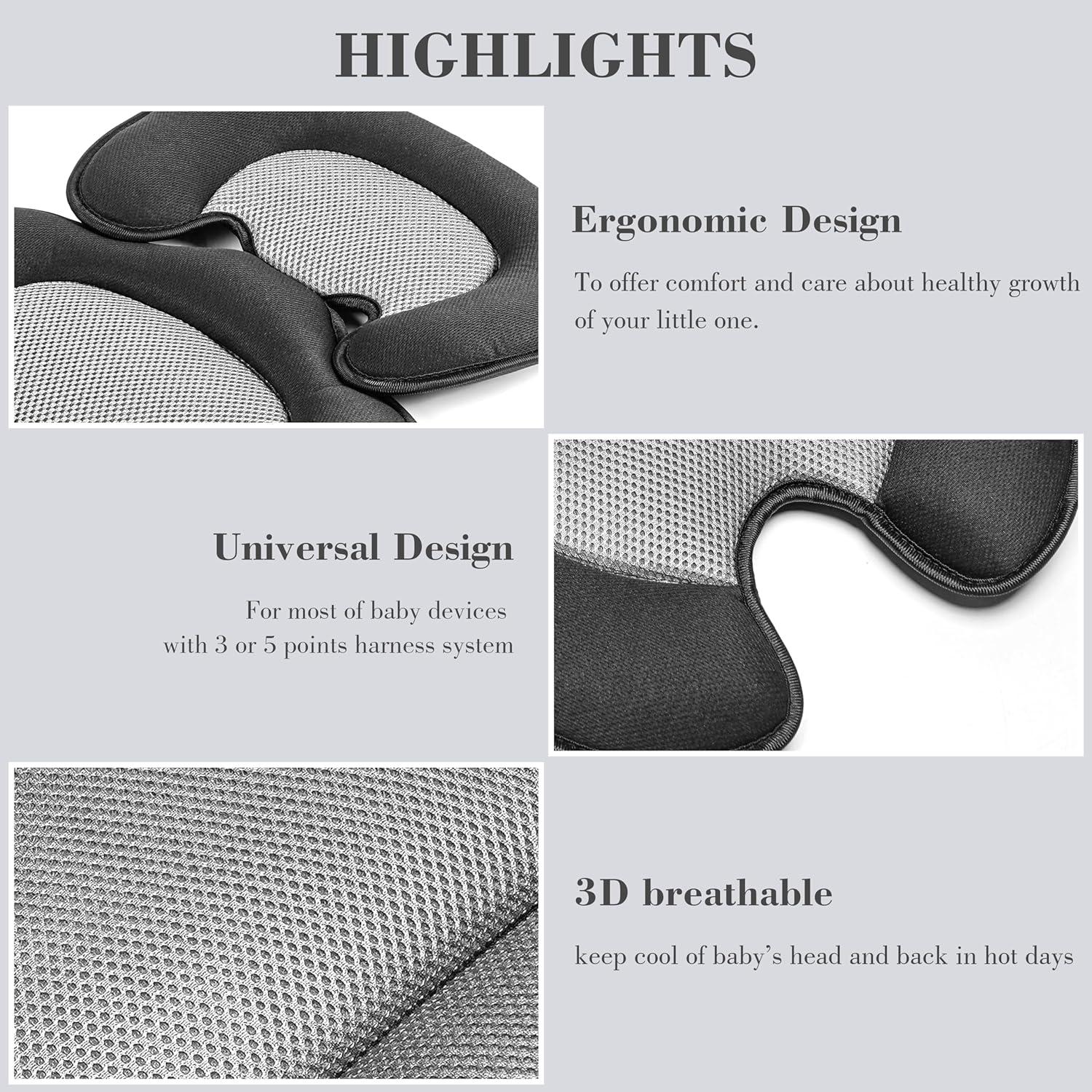 Cojín de Soporte para Bebés Ihaapsi Negro 61x39.6cm Transpirable