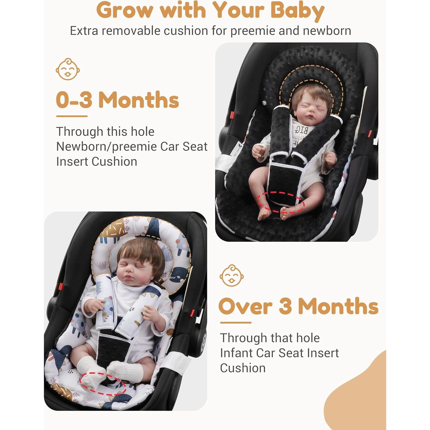 Inserto para Asiento de Auto Bebé BOMOLOUR Negro 63x43cm