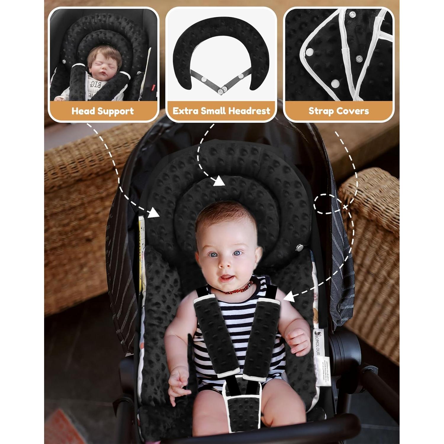 Inserto para Asiento de Auto Bebé BOMOLOUR Negro 63x43cm