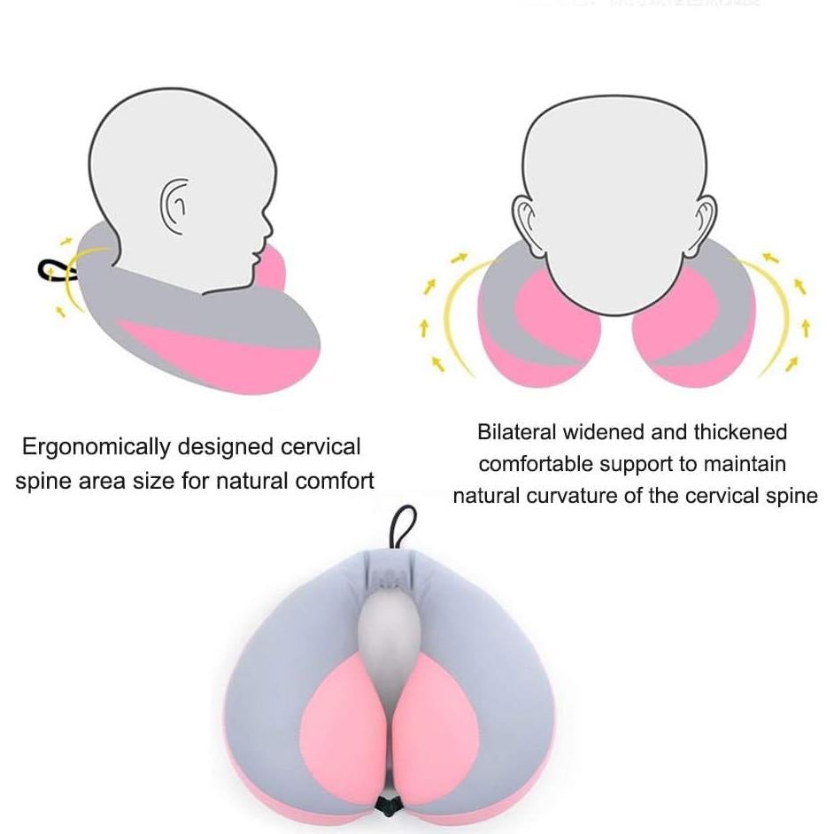 Almohada Infantil de Viaje MOOB Soporte Cuello Rosa 27x23 cm