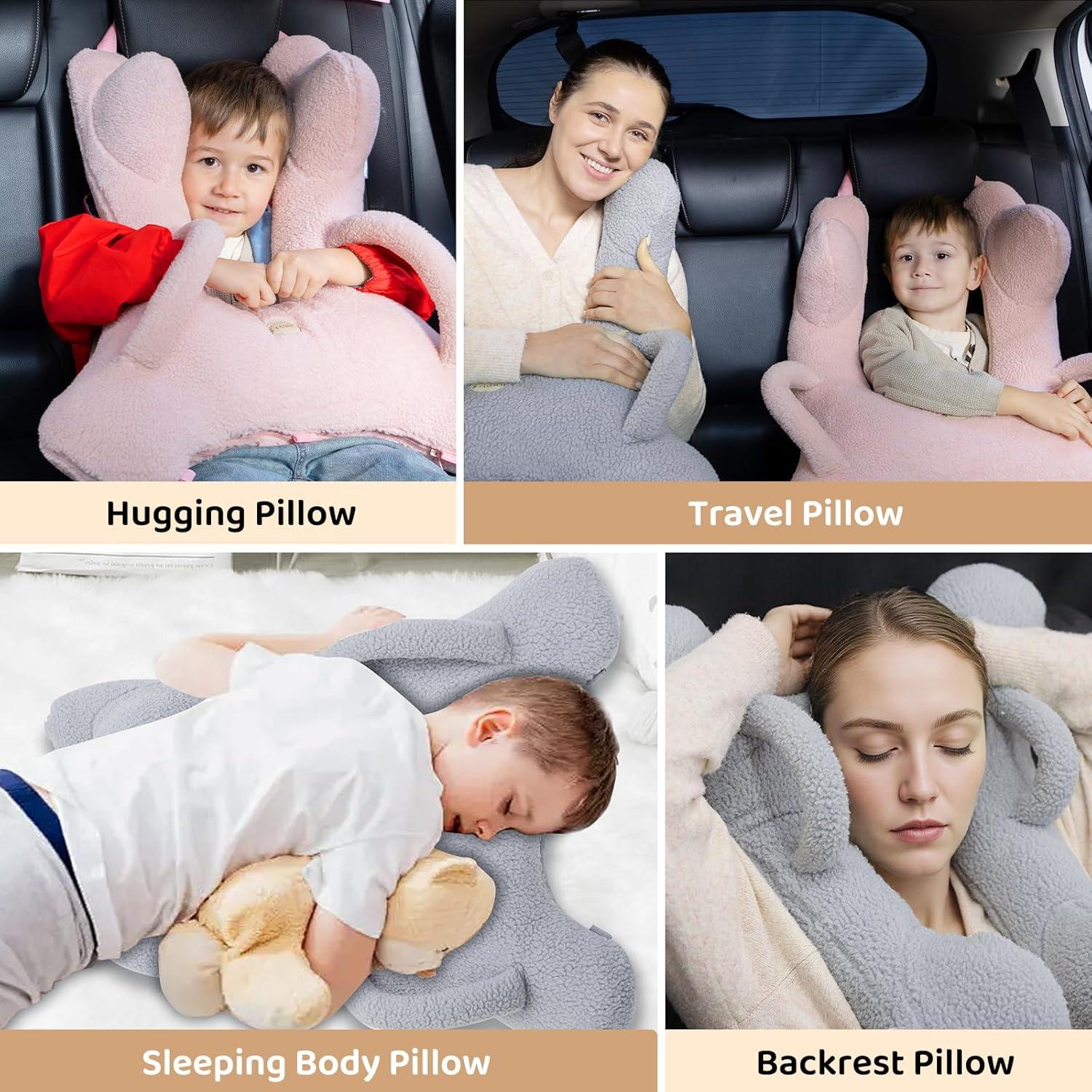 Almohada de Viaje FLORICH Rosa Ergonómica para Niños y Adultos