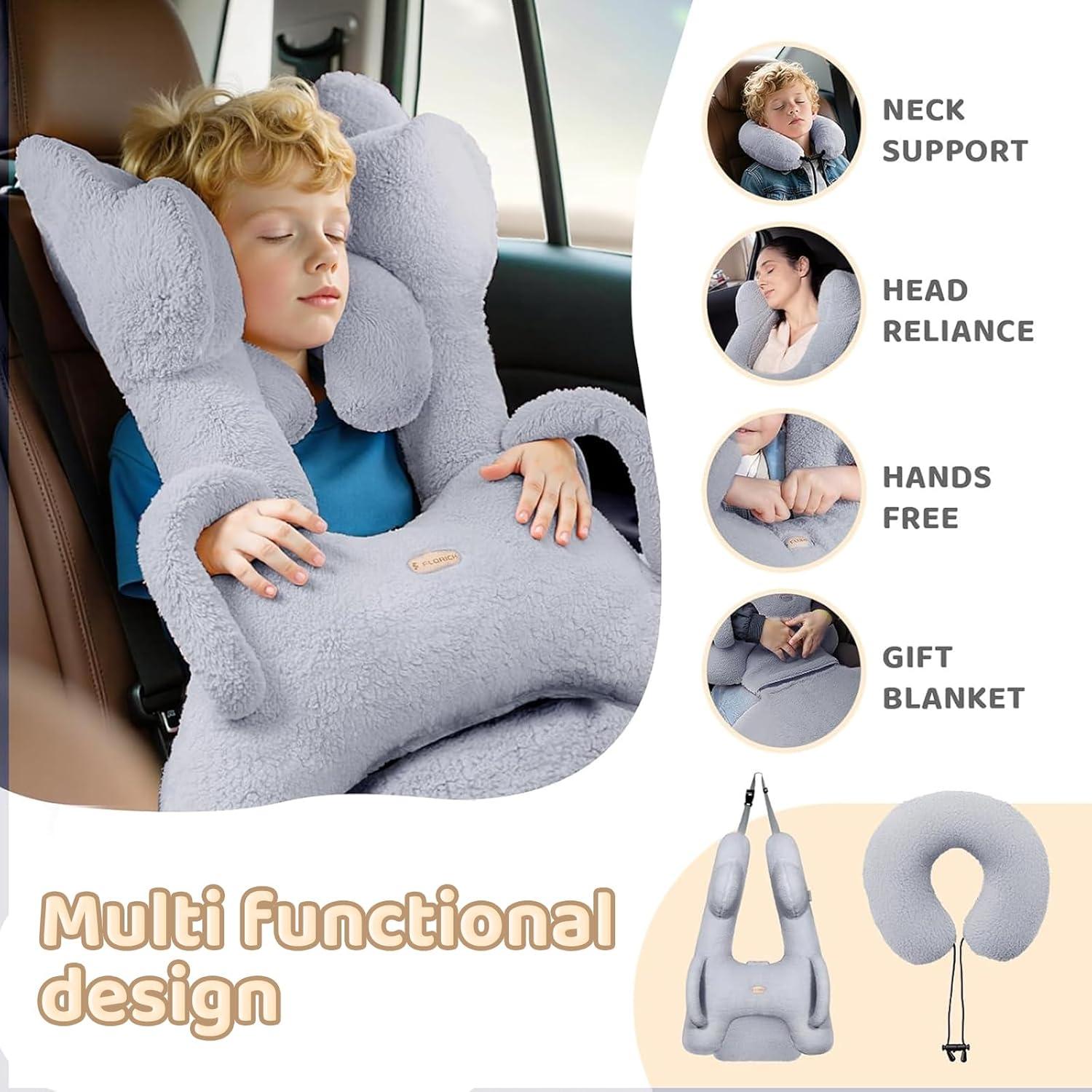 Almohada de Viaje Ergonómica FLORICH Gris para Adultos y Niños