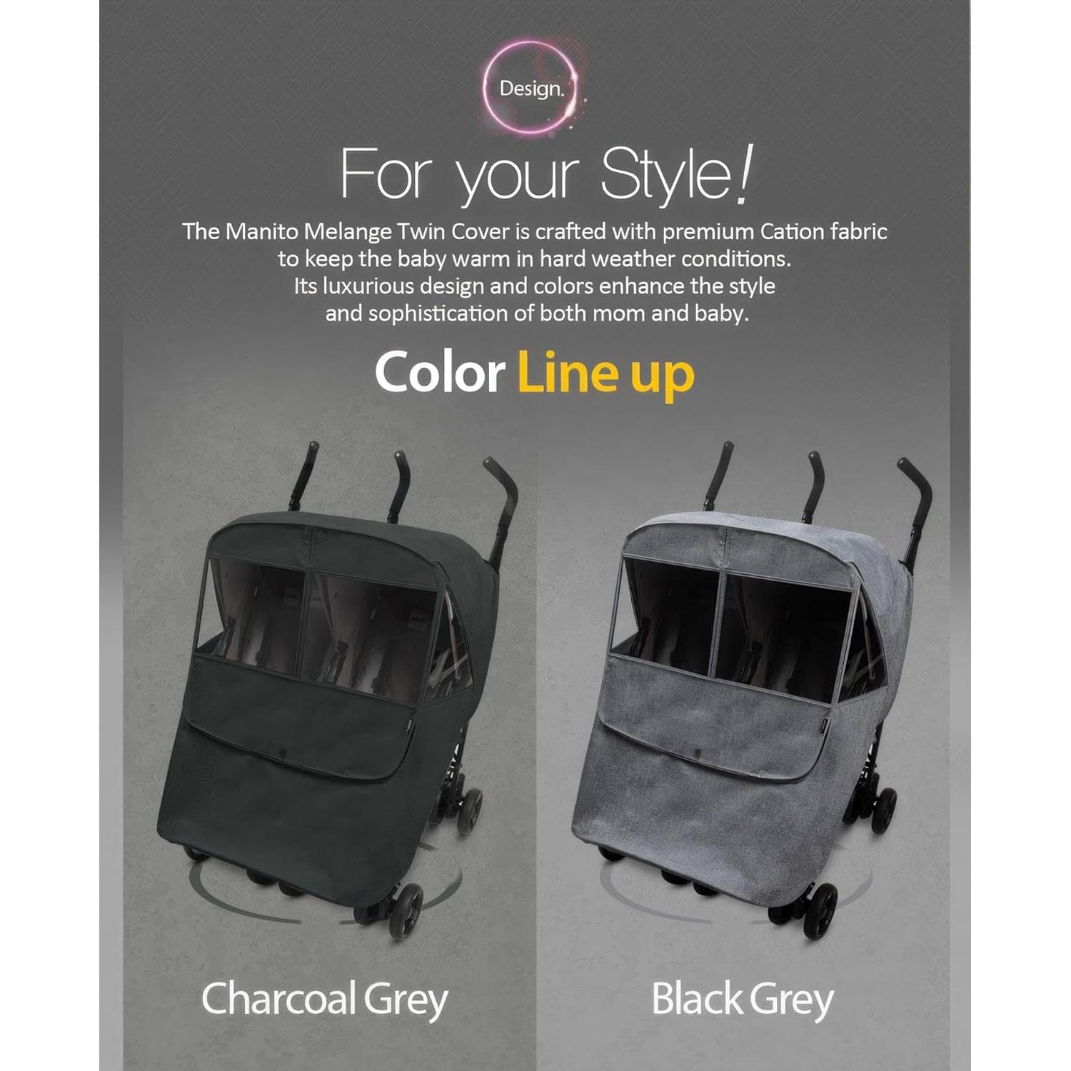 Cubierta para Cochecito Gemelar Manito Melange Twin Gris