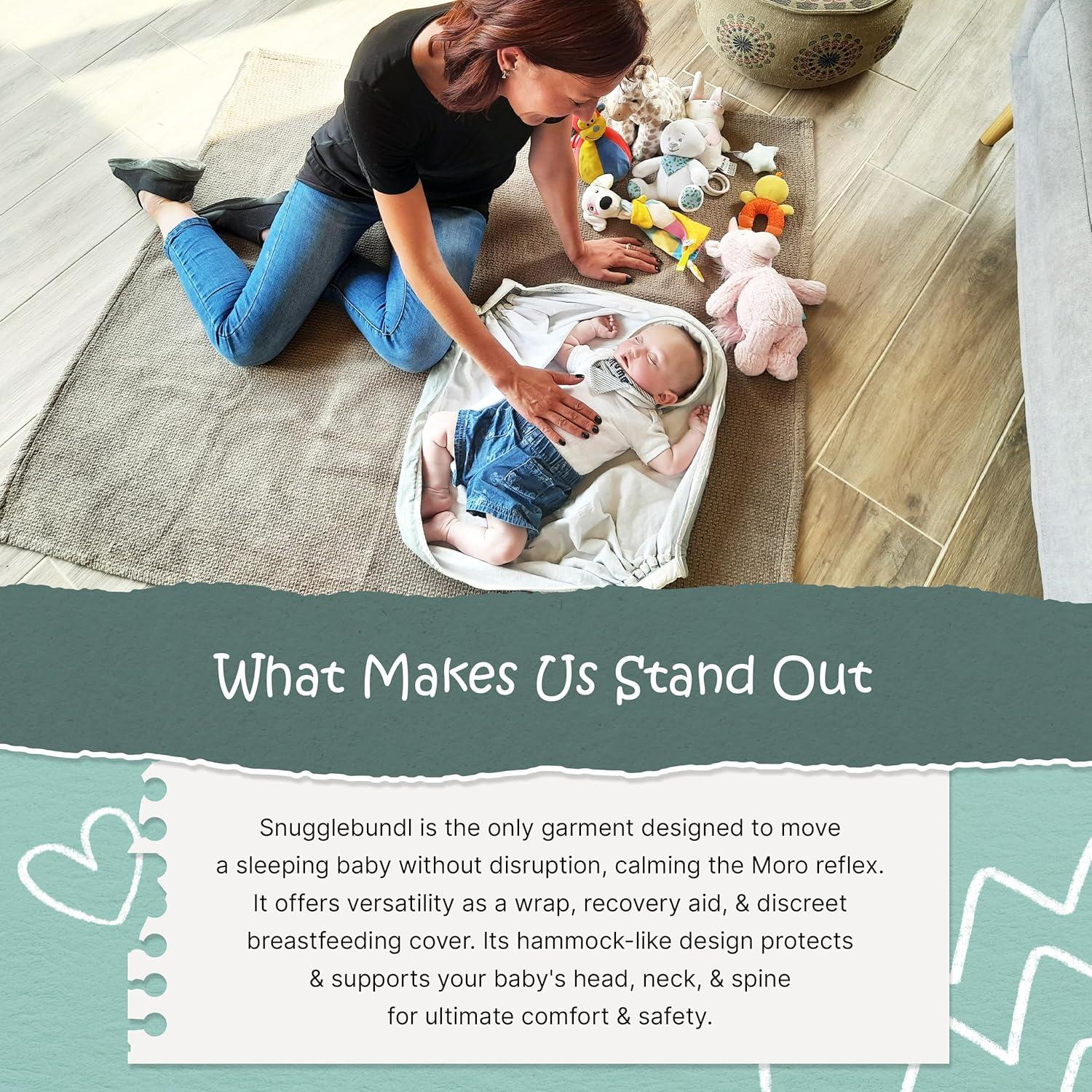 Manta Elevadora para Bebés Snugglebundl Estrellas Grises 0-12 Meses