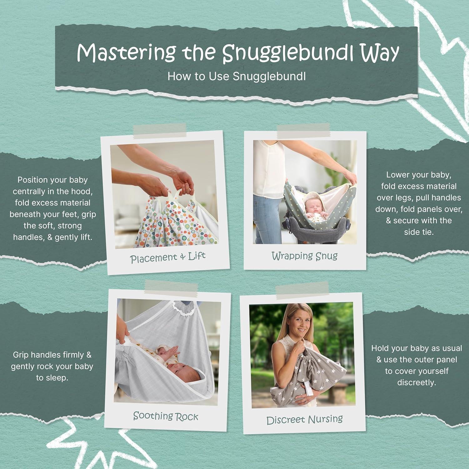 Manta Elevadora para Bebés Snugglebundl Estrellas Grises 0-12 Meses