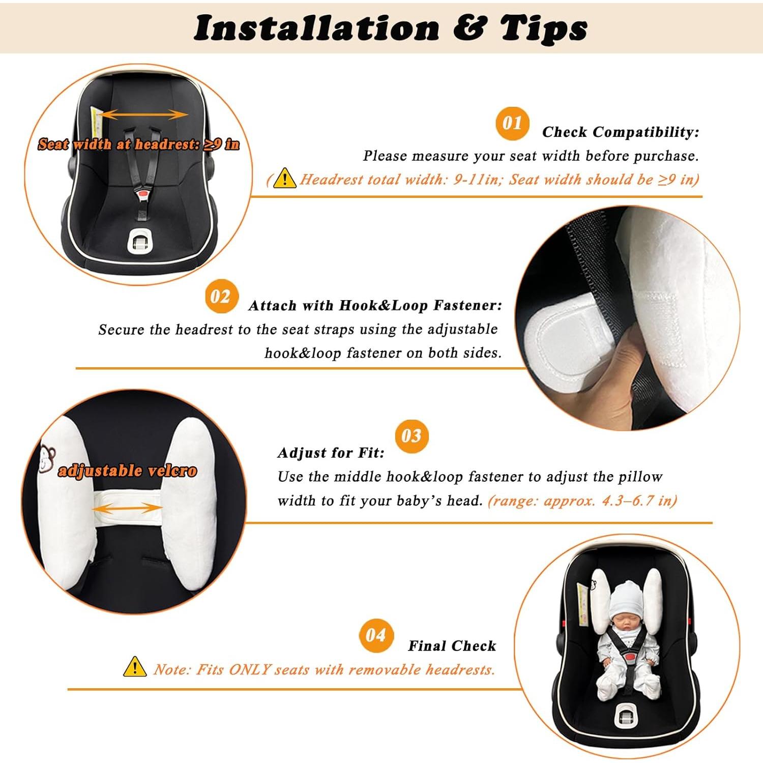 Cojín de Viaje Ajustable VANVENE para Niños - Soporte Cabeza Plátano