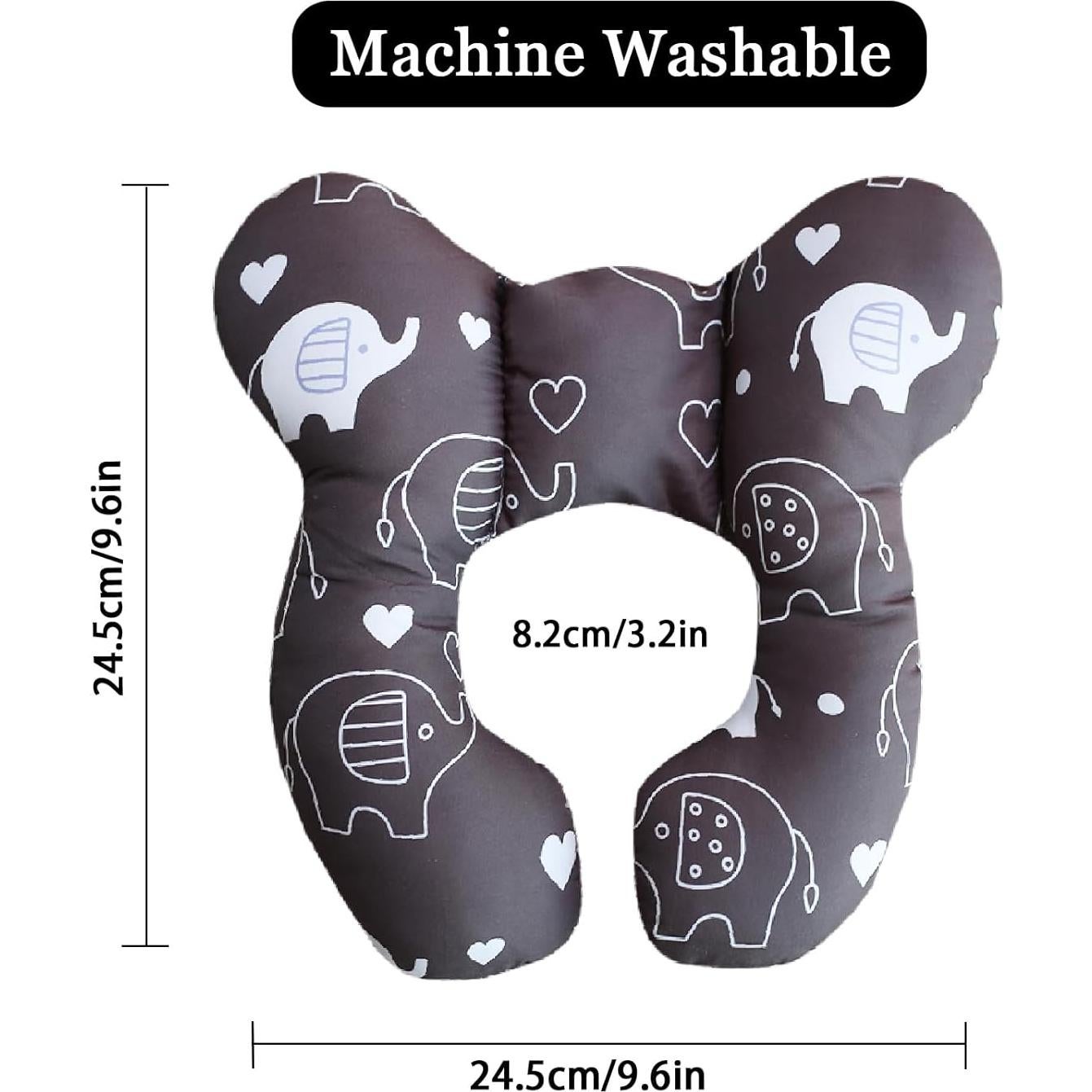 Almohada de Viaje para Bebés HPIENOYA Elefante Negro Suave