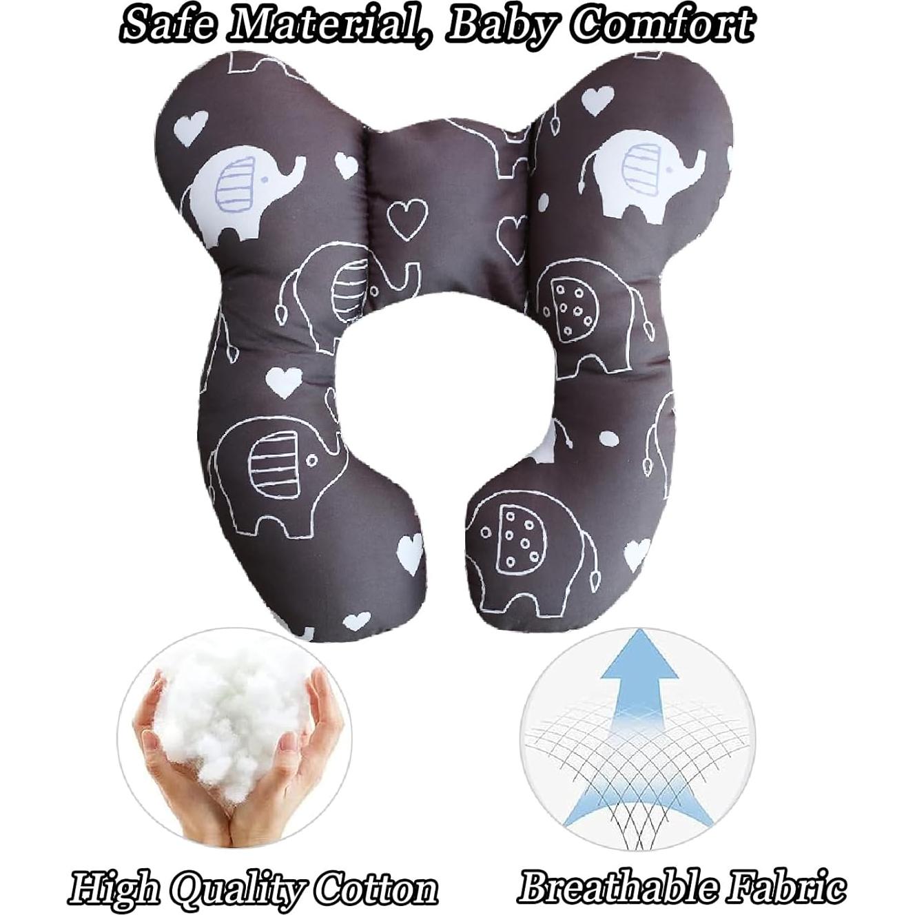 Almohada de Viaje para Bebés HPIENOYA Elefante Negro Suave