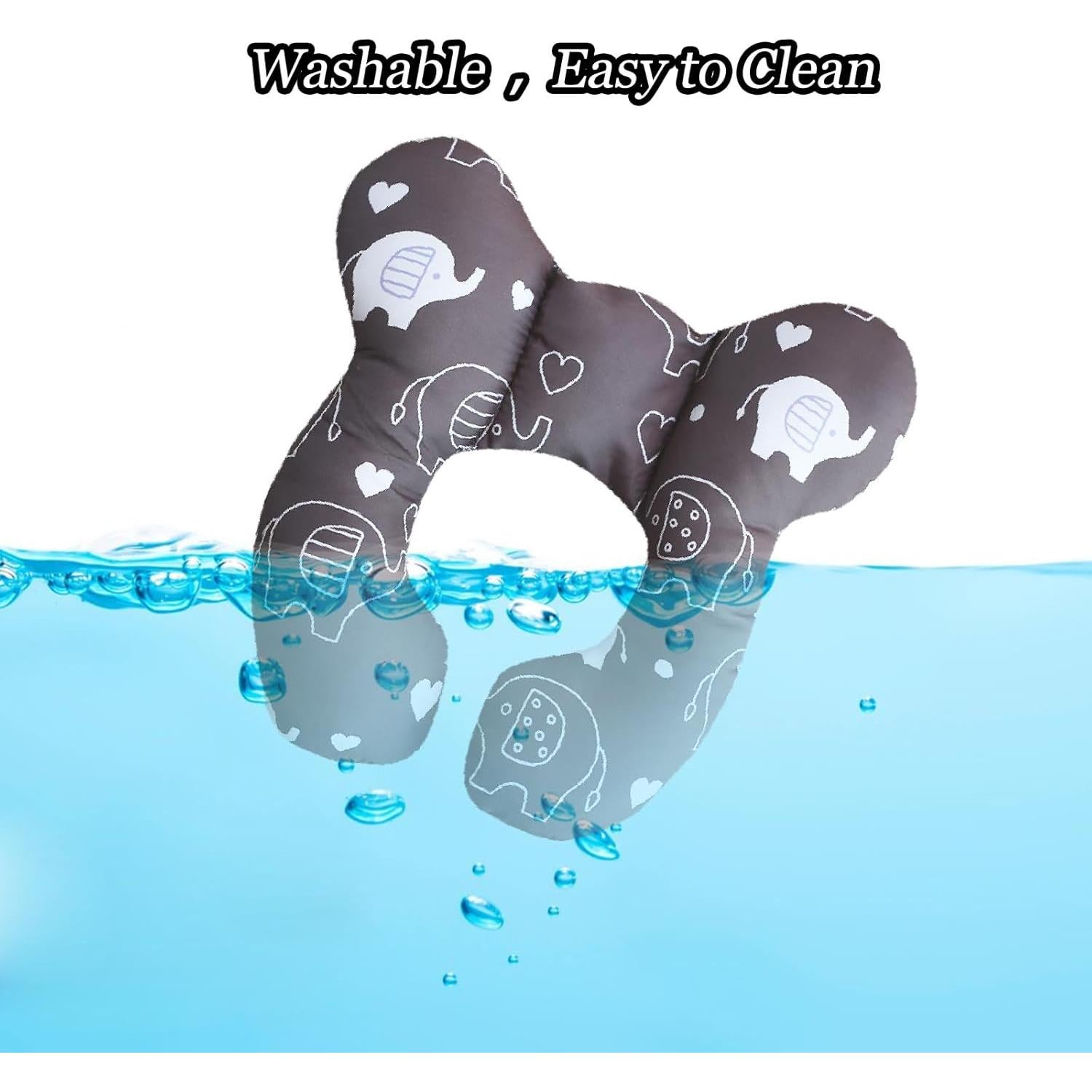 Almohada de Viaje para Bebés HPIENOYA Elefante Negro Suave