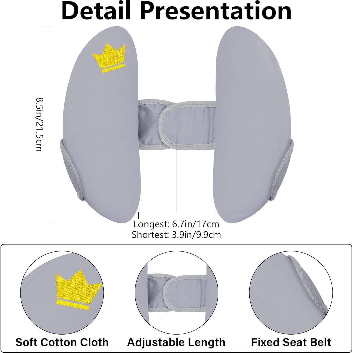 Soporte de Cabeza para Silla de Auto Bebé Gris Ajustable