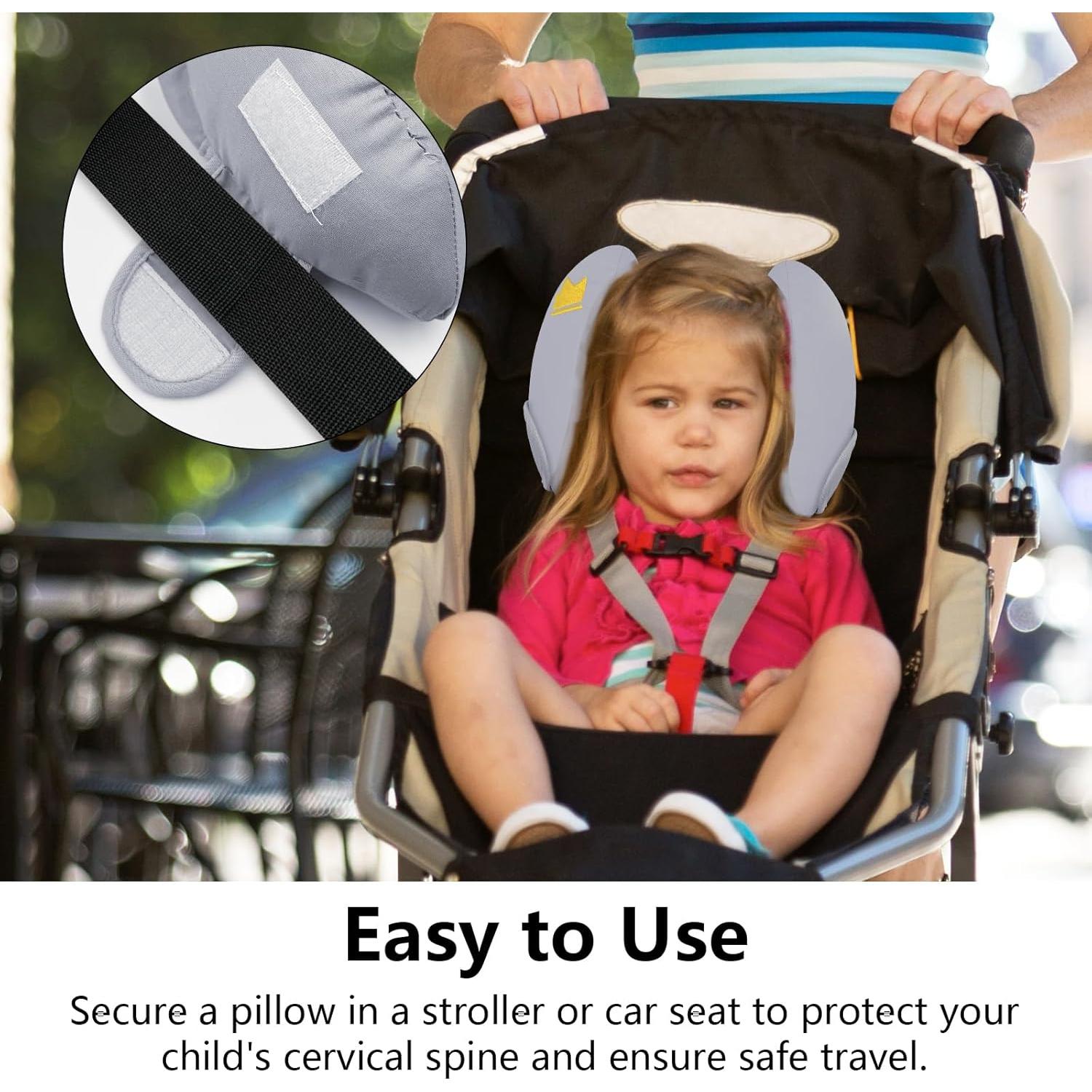 Soporte de Cabeza para Silla de Auto Bebé Gris Ajustable